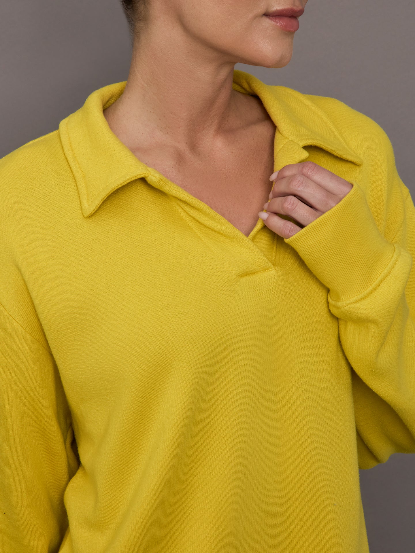 Johnny Collar Sweatshirt in French Terry - Mango Mint - Image 3