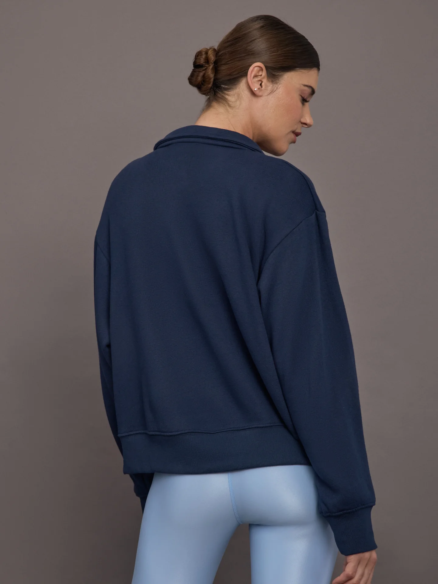 Johnny Collar Sweatshirt in French Terry - Navy Blazer - Image 6