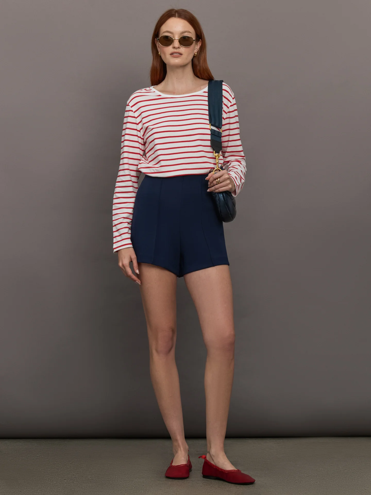 Long Sleeve Striped Tee - White/Red - Image 2