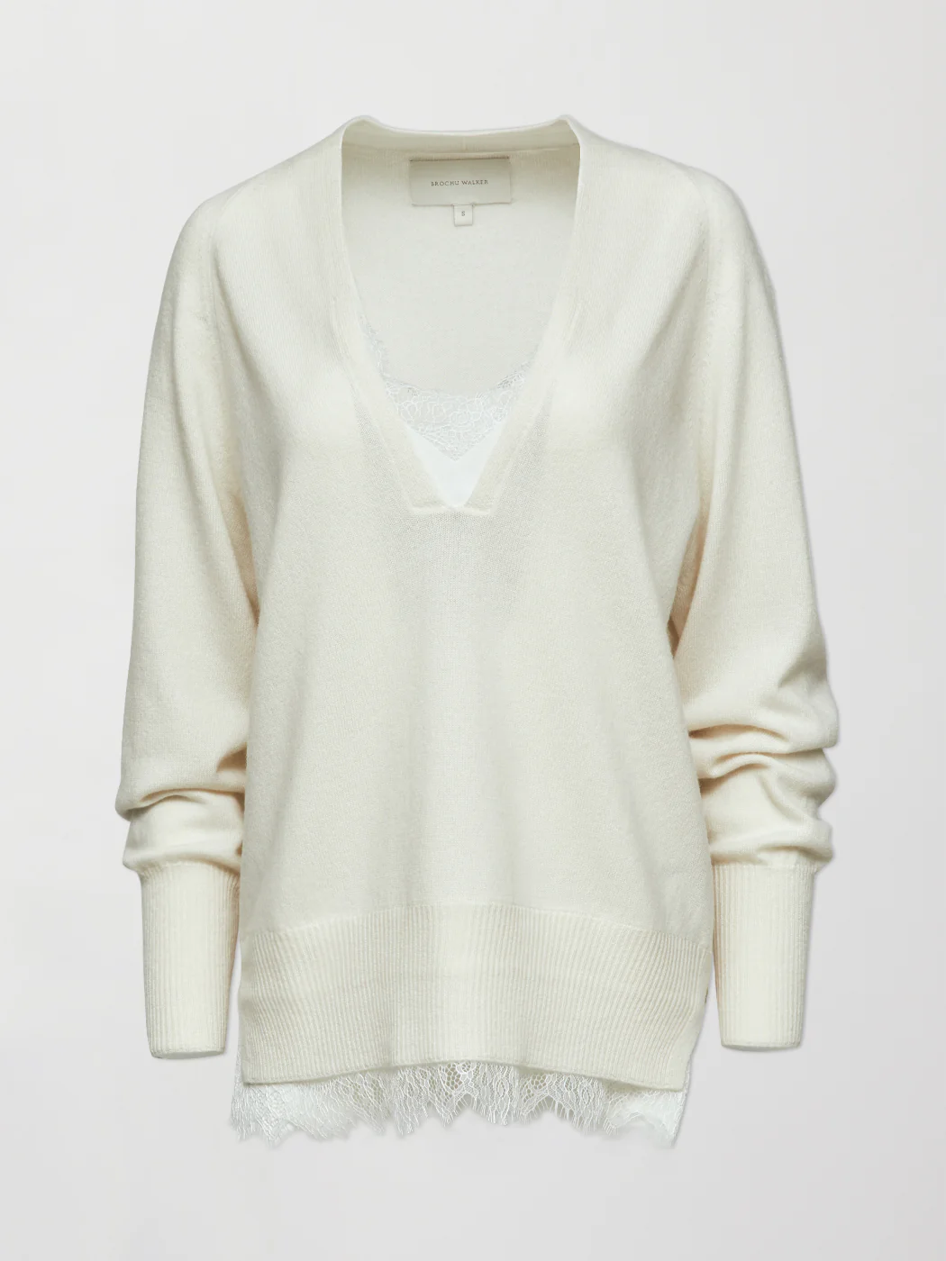 Lace Vee Layered Pullover - Ivory