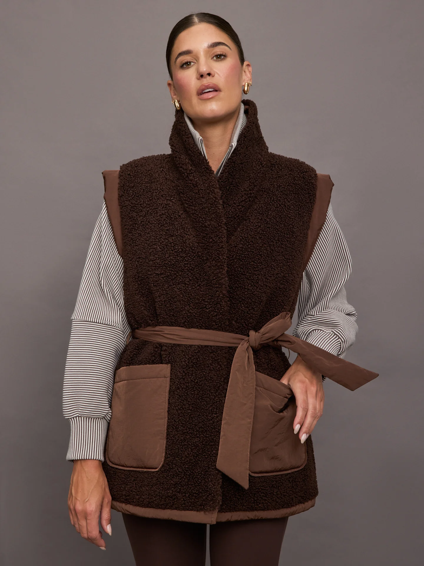 Lanville Wrap Puffer Gilet - Chestnut / Coffee Bean - Image 2