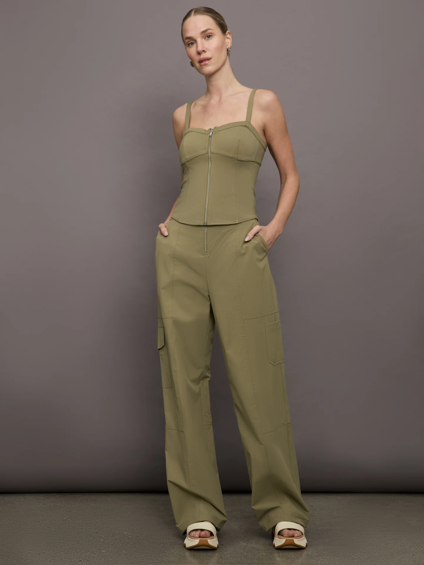 Lenox Knit Corset Tank - Aloe - Image 2