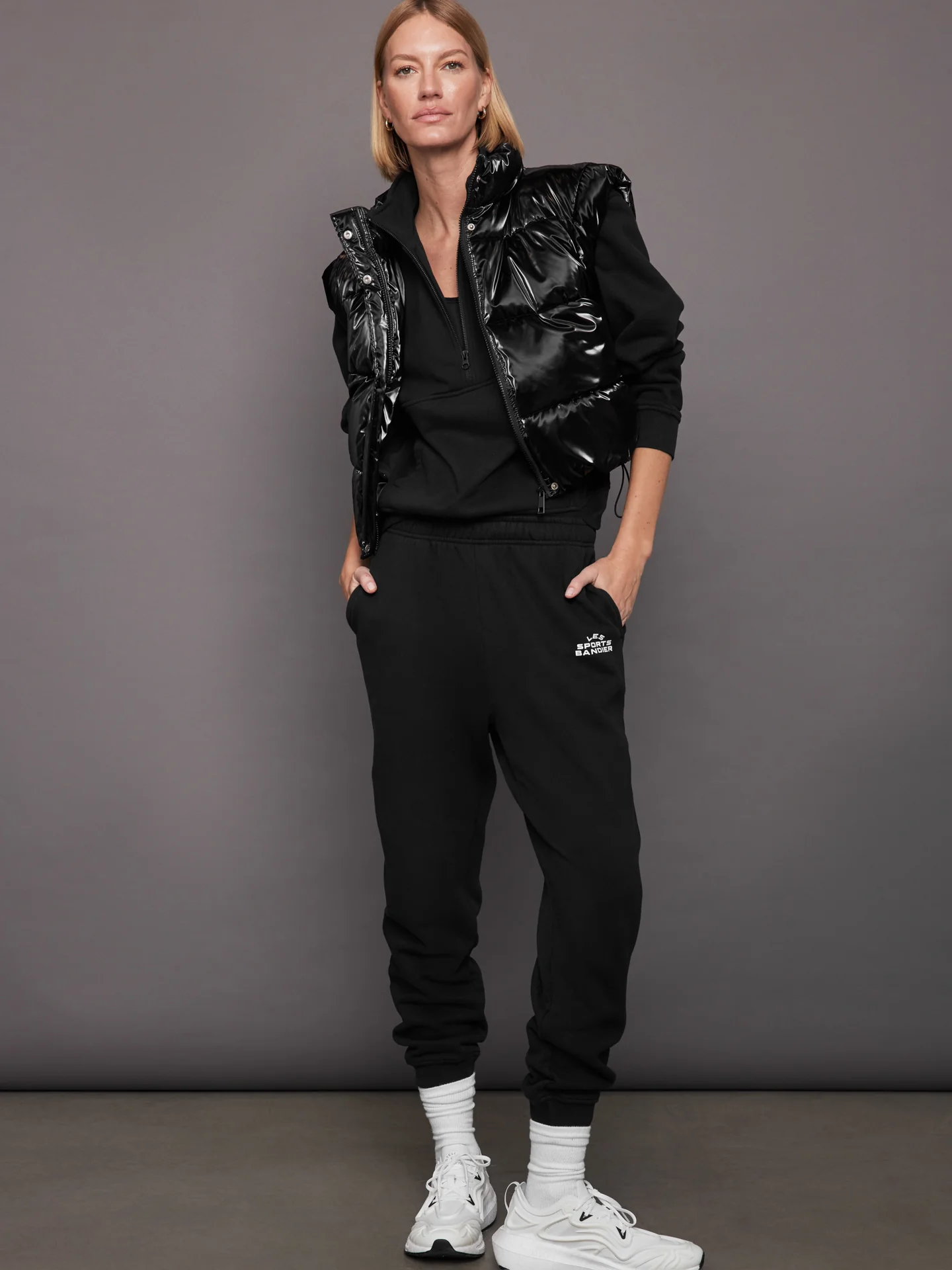 Les Sports Bandier 1/2 Zip Sweatshirt - Black/White - Image 6