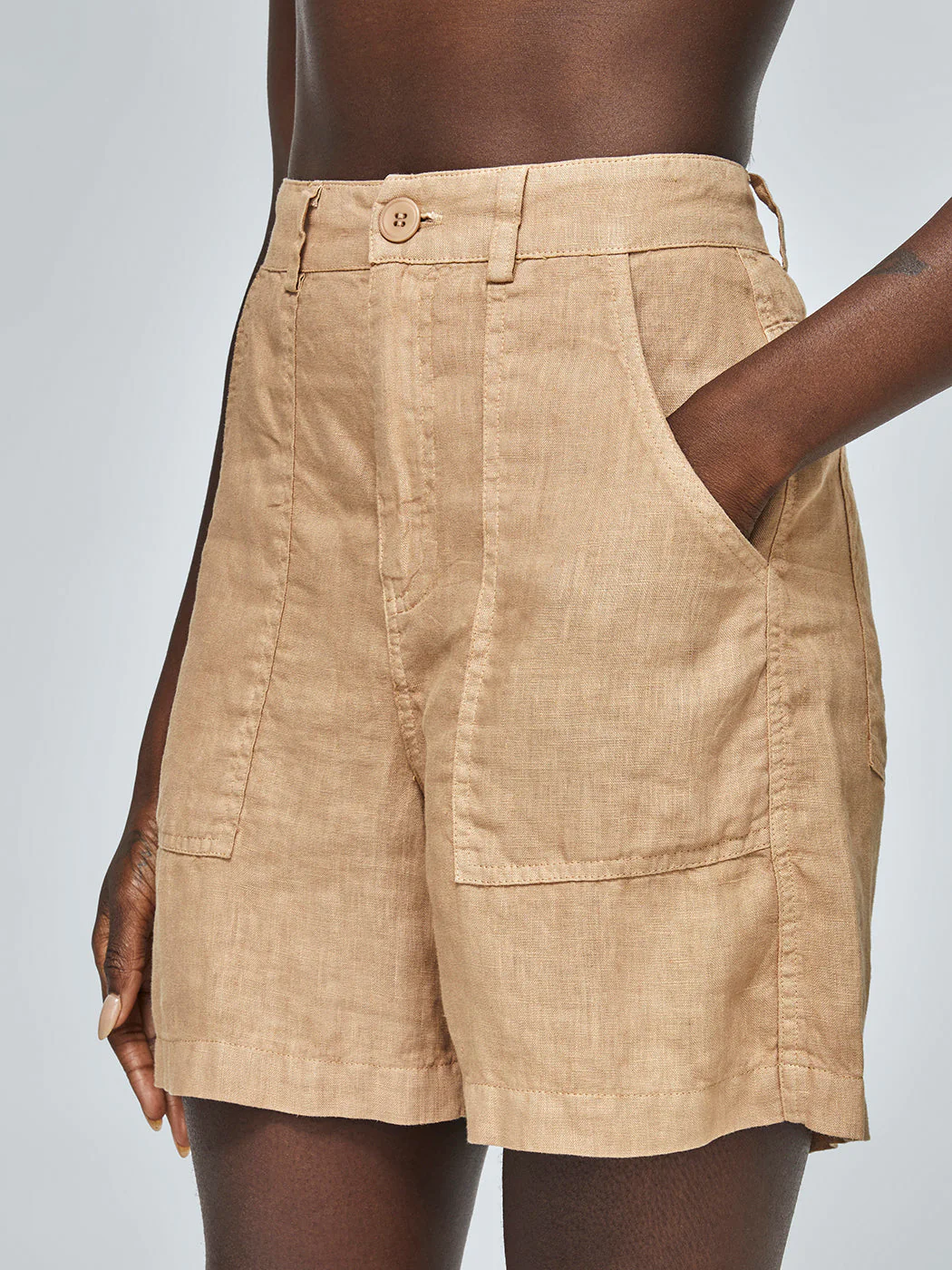 Linen High Waisted Short - Italian Clay - Image 3
