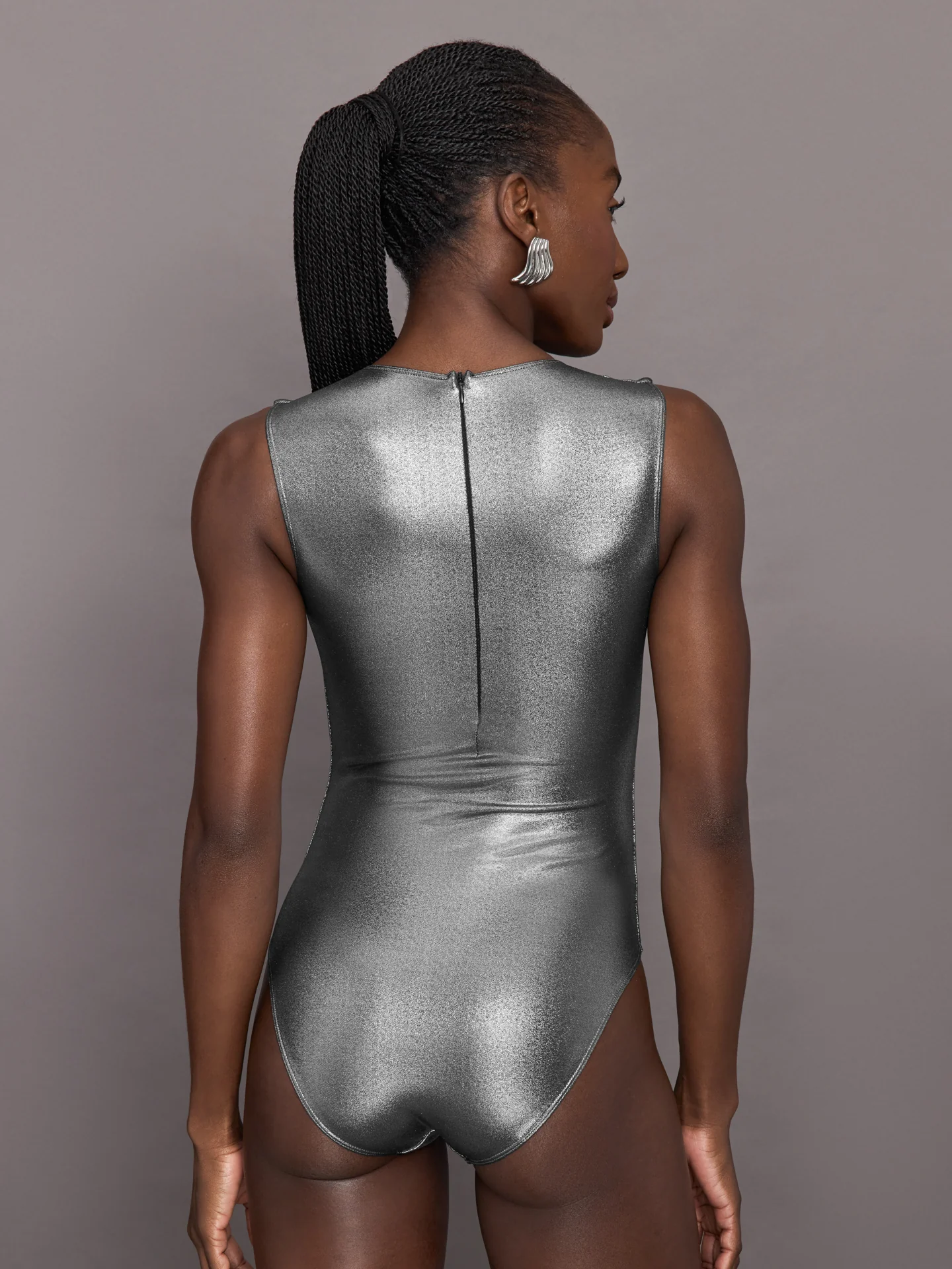 Liquid Metallic Bodysuit - Metallic Silver - Image 5