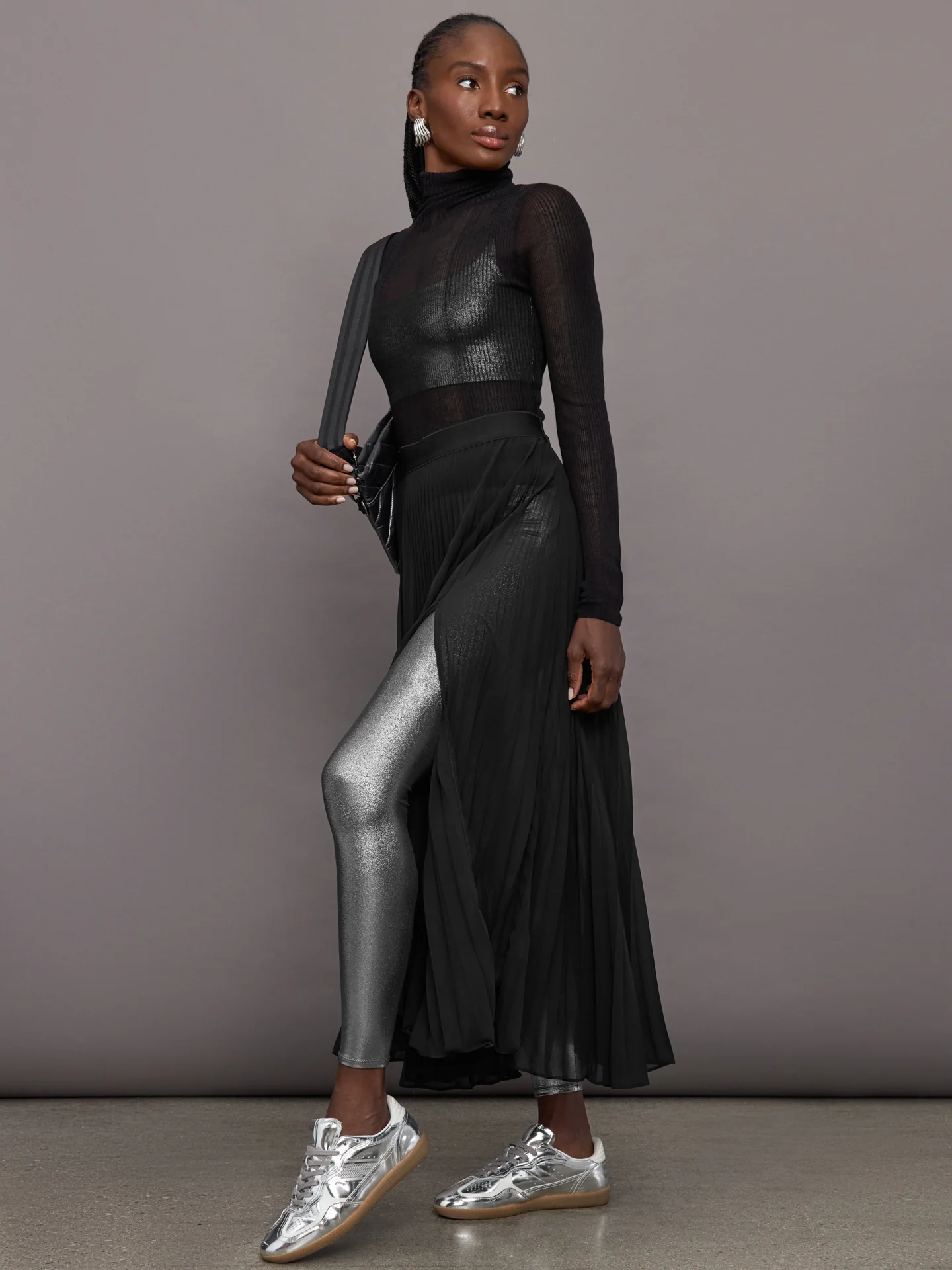 Liquid Metallic Scoop Bra - Metallic Silver - Image 6