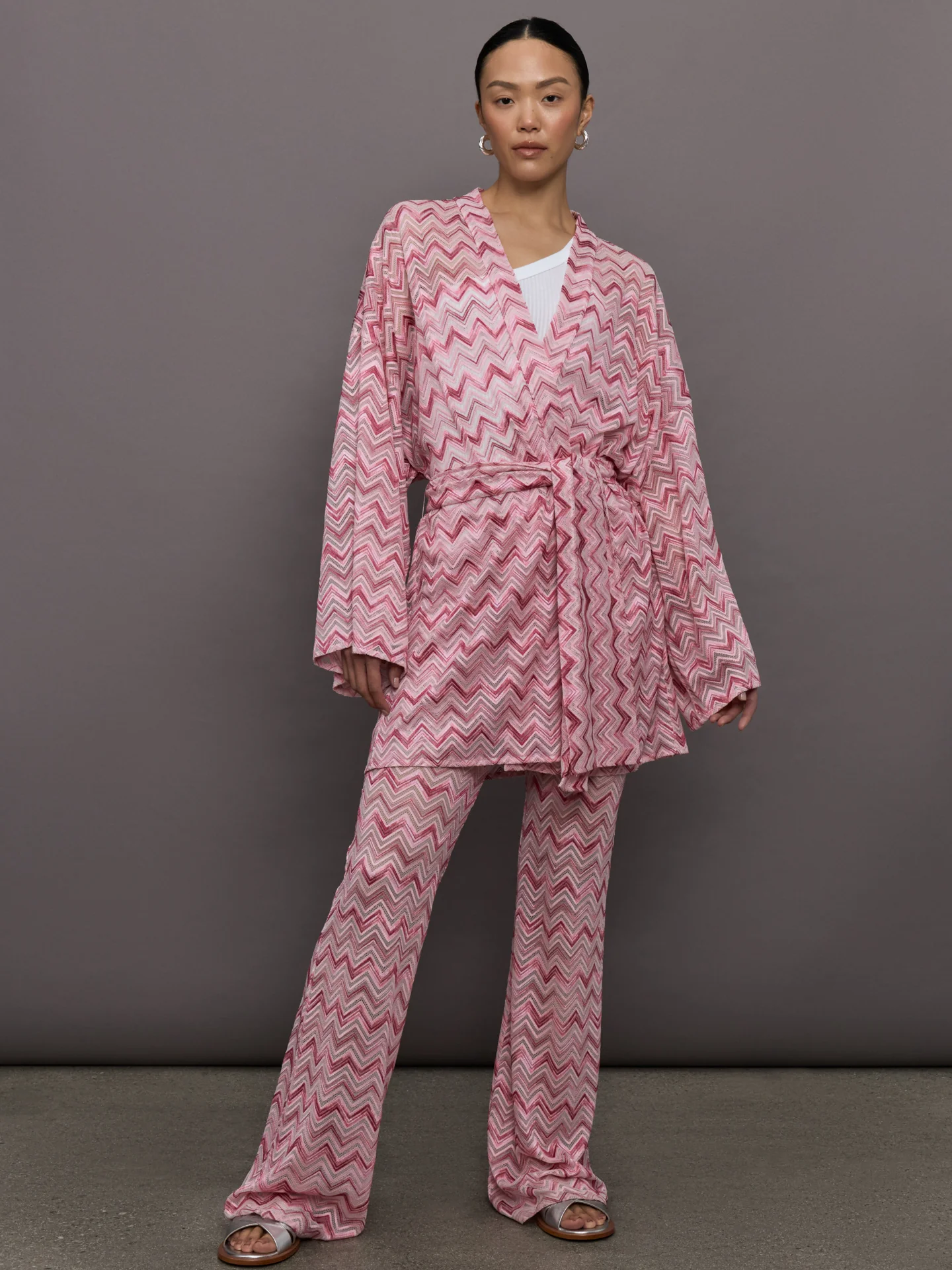 Long Cover Up - Pink/White Chevron - Image 6