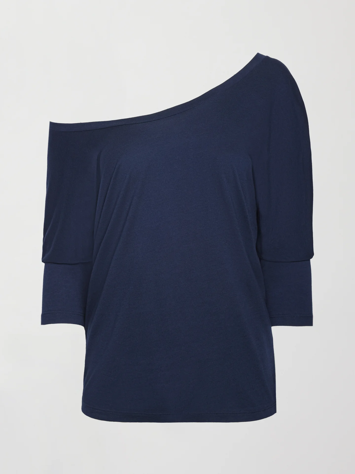 Long Sleeve Off Shoulder Tee - Navy Blazer - Image 5