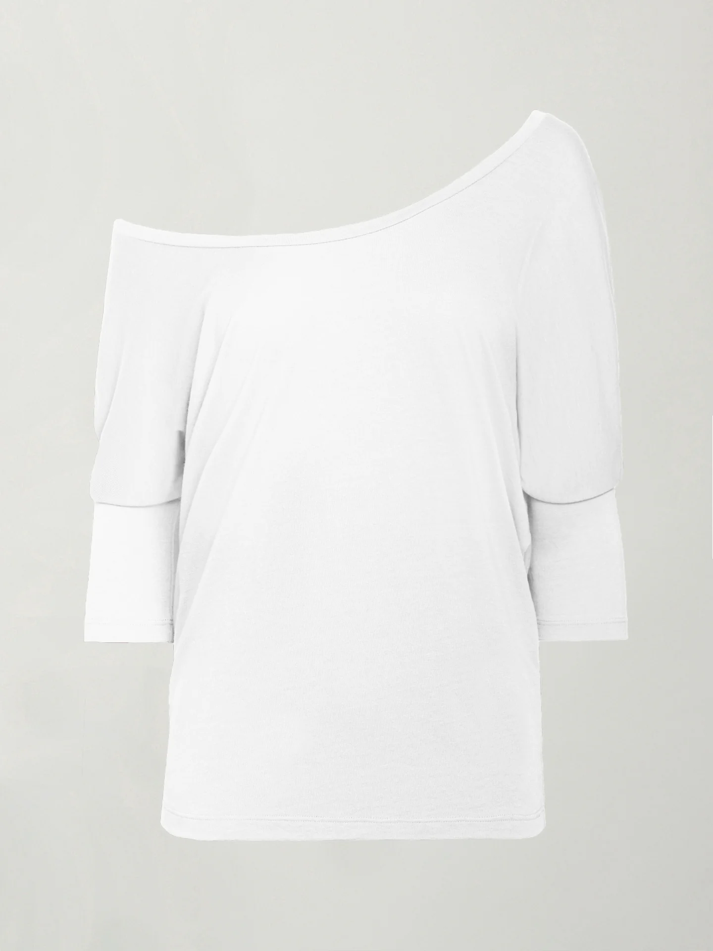 Long Sleeve Off Shoulder Tee - White - Image 4