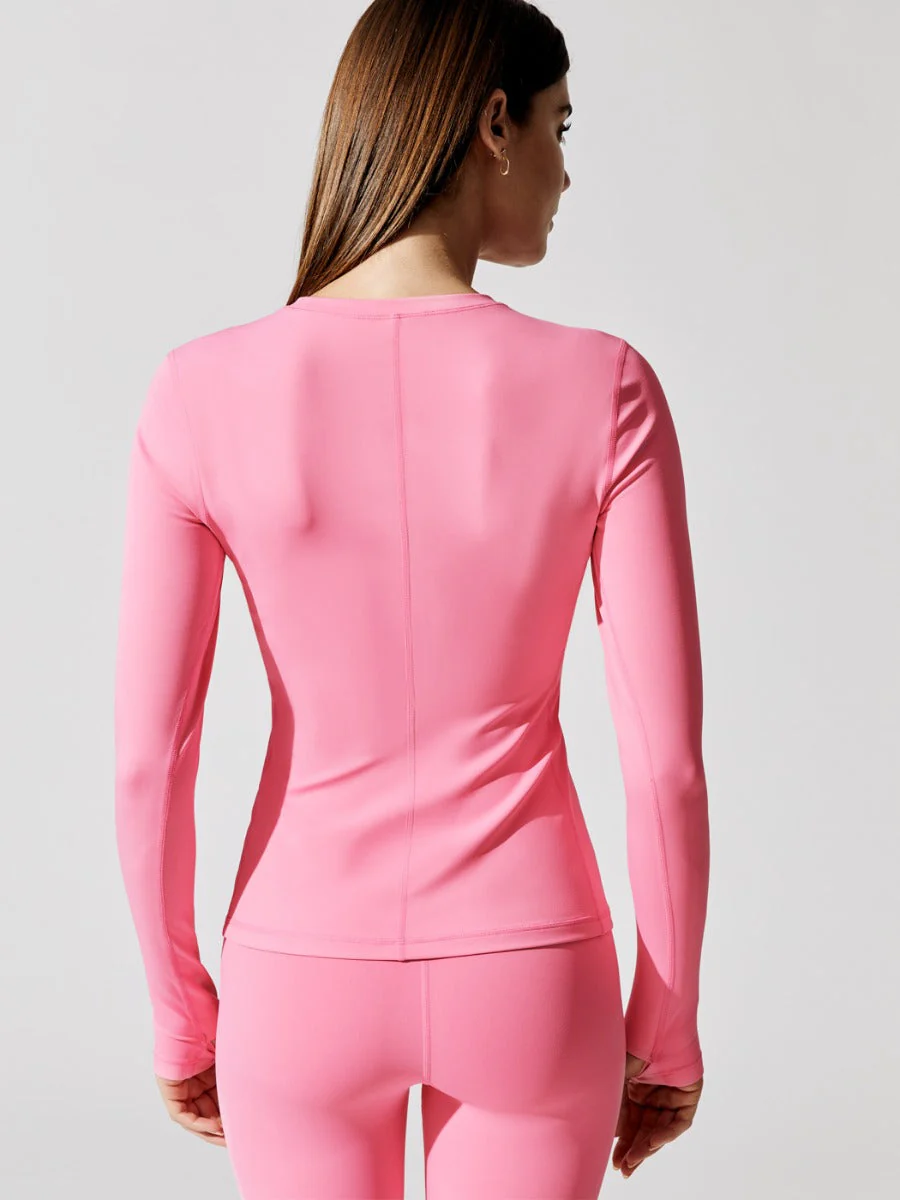 Long Sleeve Top In Diamond Compression - Bubblegum Pink - Image 2
