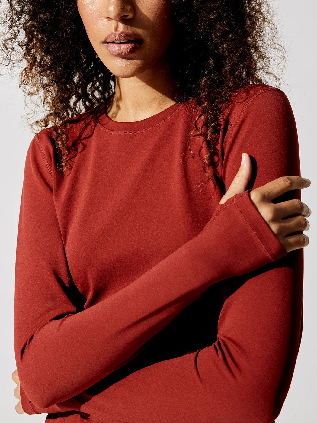 Long Sleeve Top In Diamond Compression - Rum Wine - Image 4