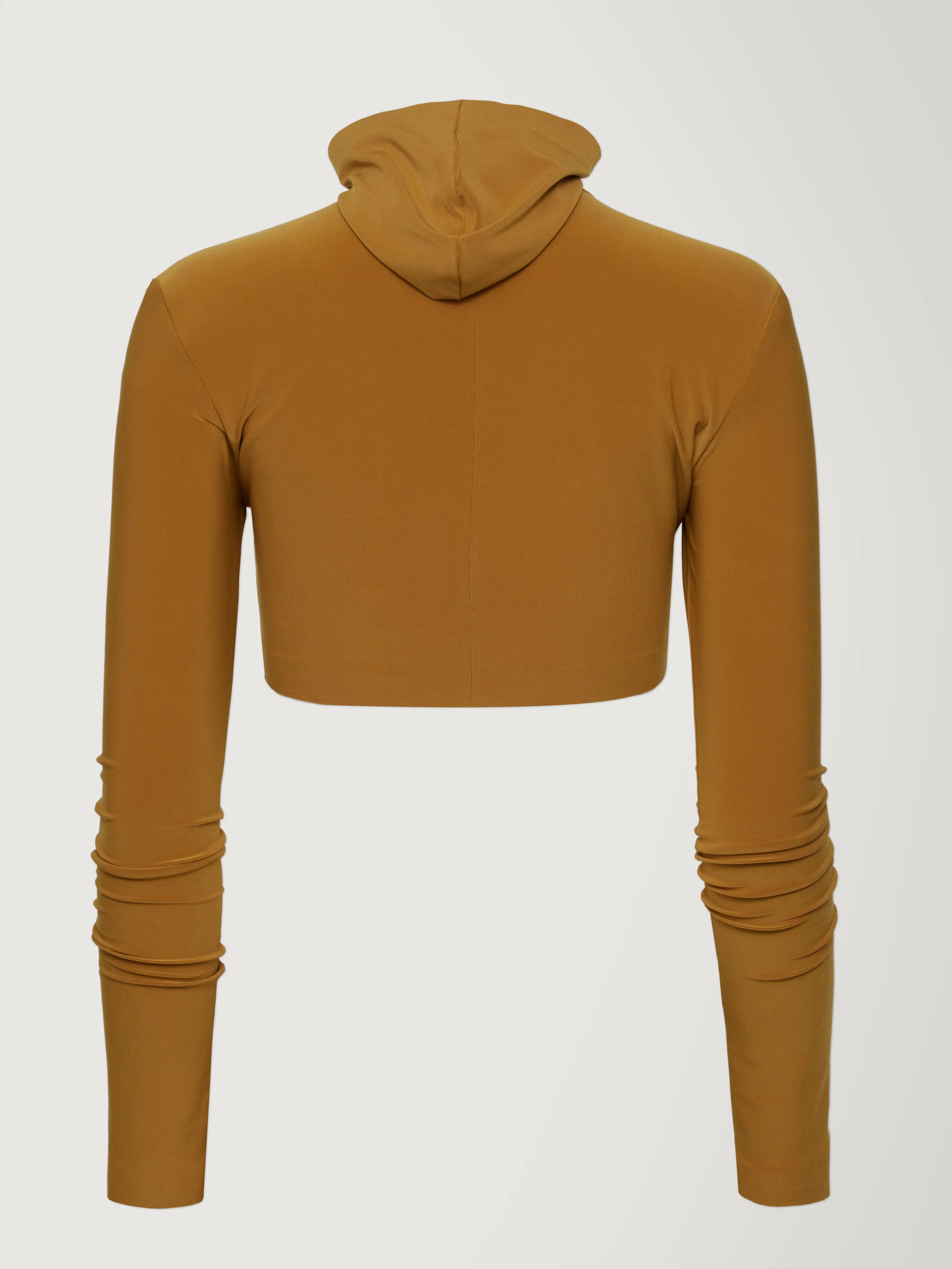 Long Sleeve Turtle Skull Cap Cropped Top - Mocha - Image 2