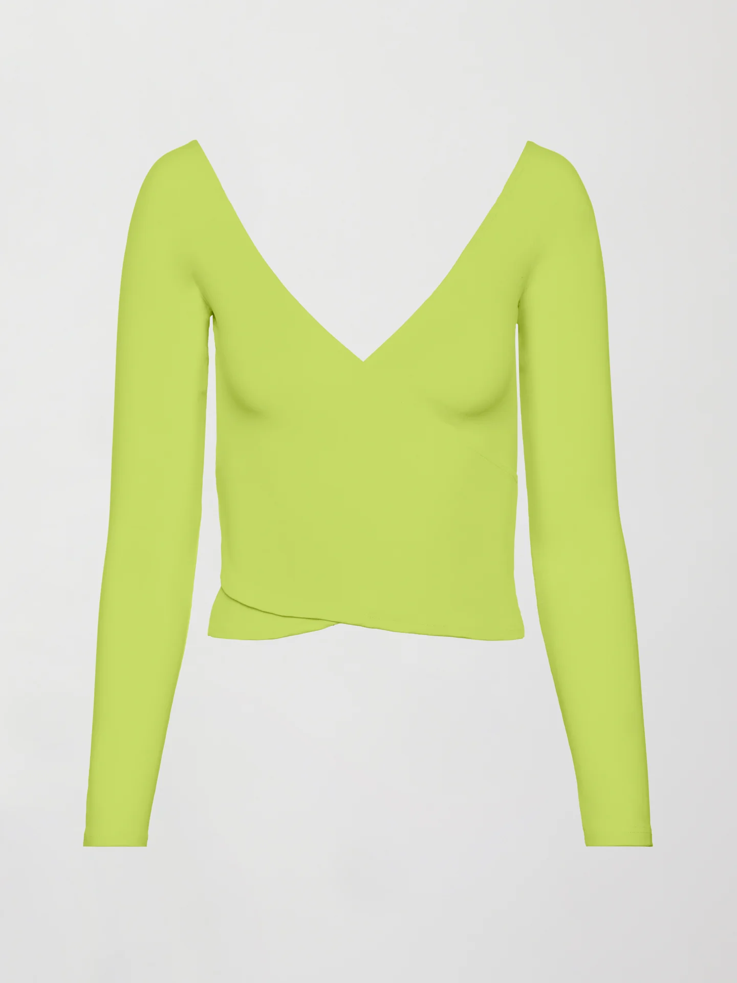 Long Sleeve Wrap Top in Melt - Acid Lime - Image 6