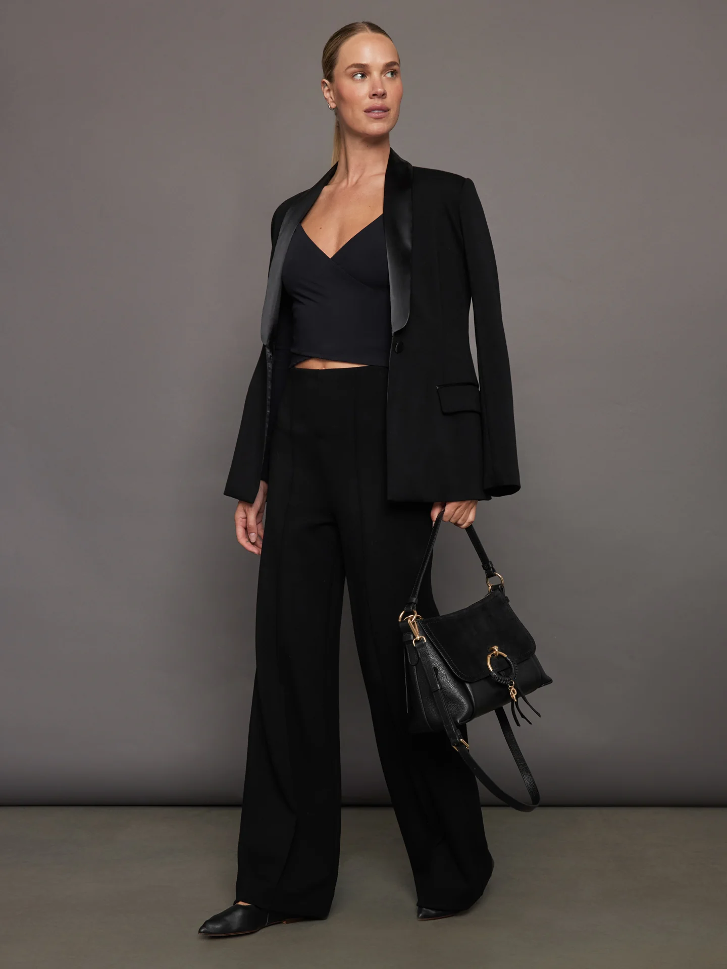 Long Sleeve Wrap Top in Melt - Black - Image 4