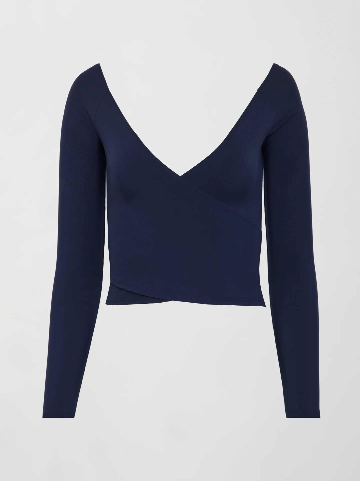 Long Sleeve Wrap Top in Melt - Navy - Image 4