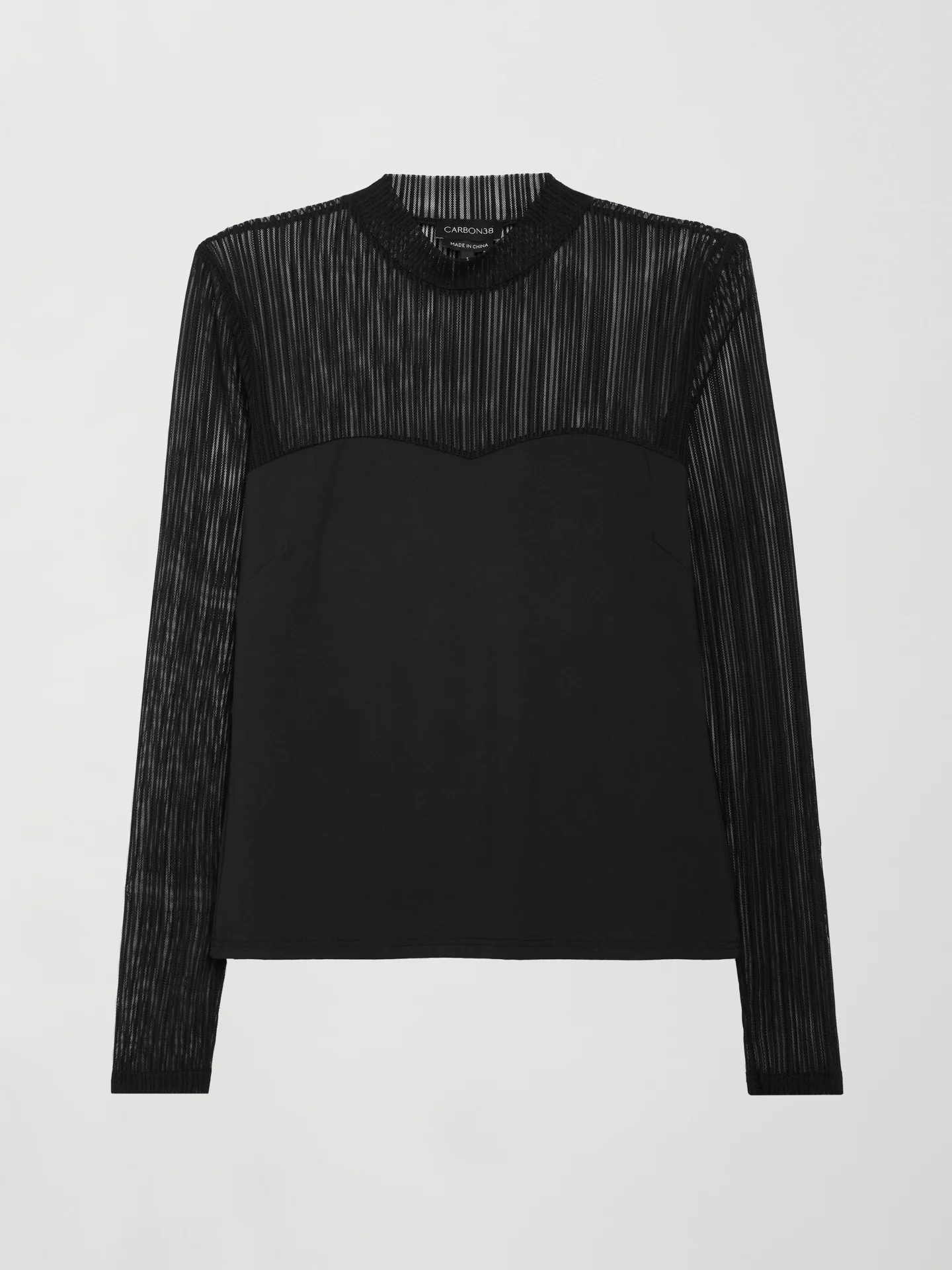 Long Sleeve Mock Neck Sweetheart Top - Black - Image 6