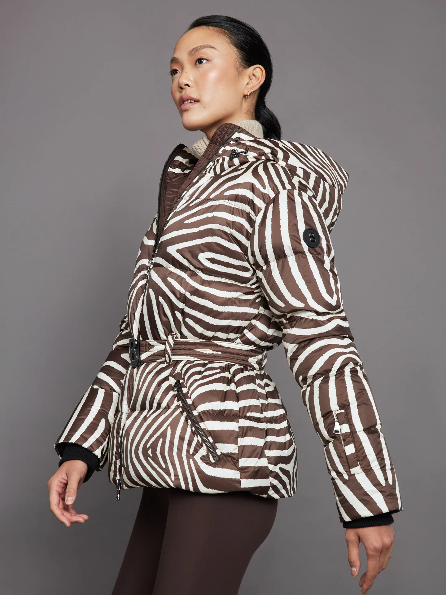 Lucca Down Ski Jacket - Allover Zebra Print - Image 2