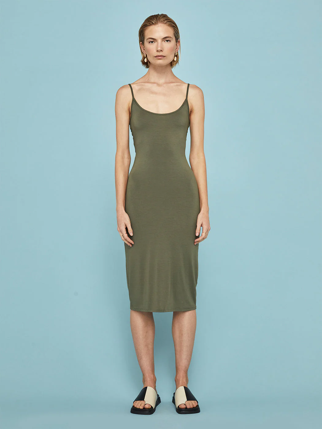 Luxe Knit Twist Back Dress - Silver Sage