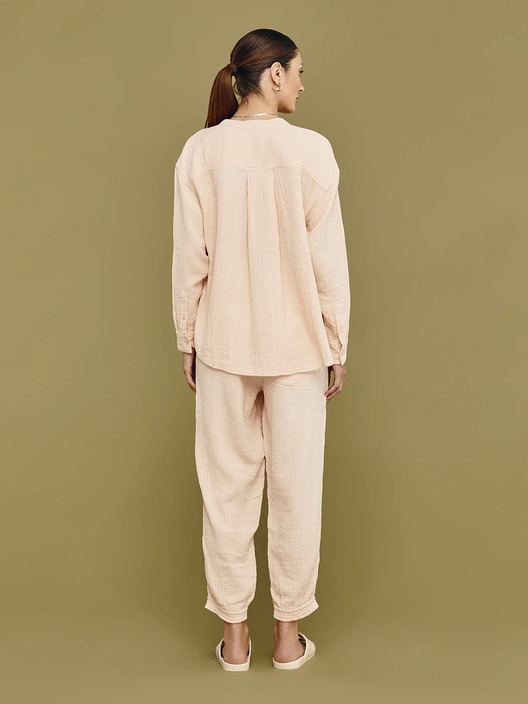 Mandarin Collar Shirt - Blush - Image 2