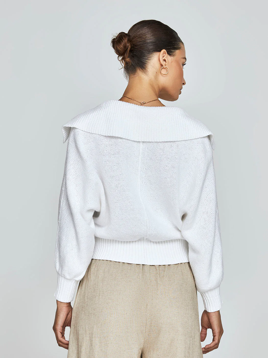 Marlowe Cropped Henley - Salt White - Image 2