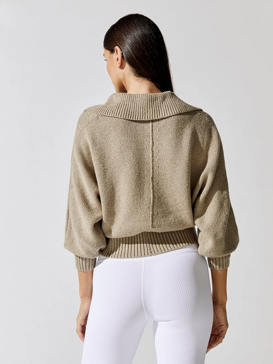 Marlowe Cropped Henley - Taupe - Image 2