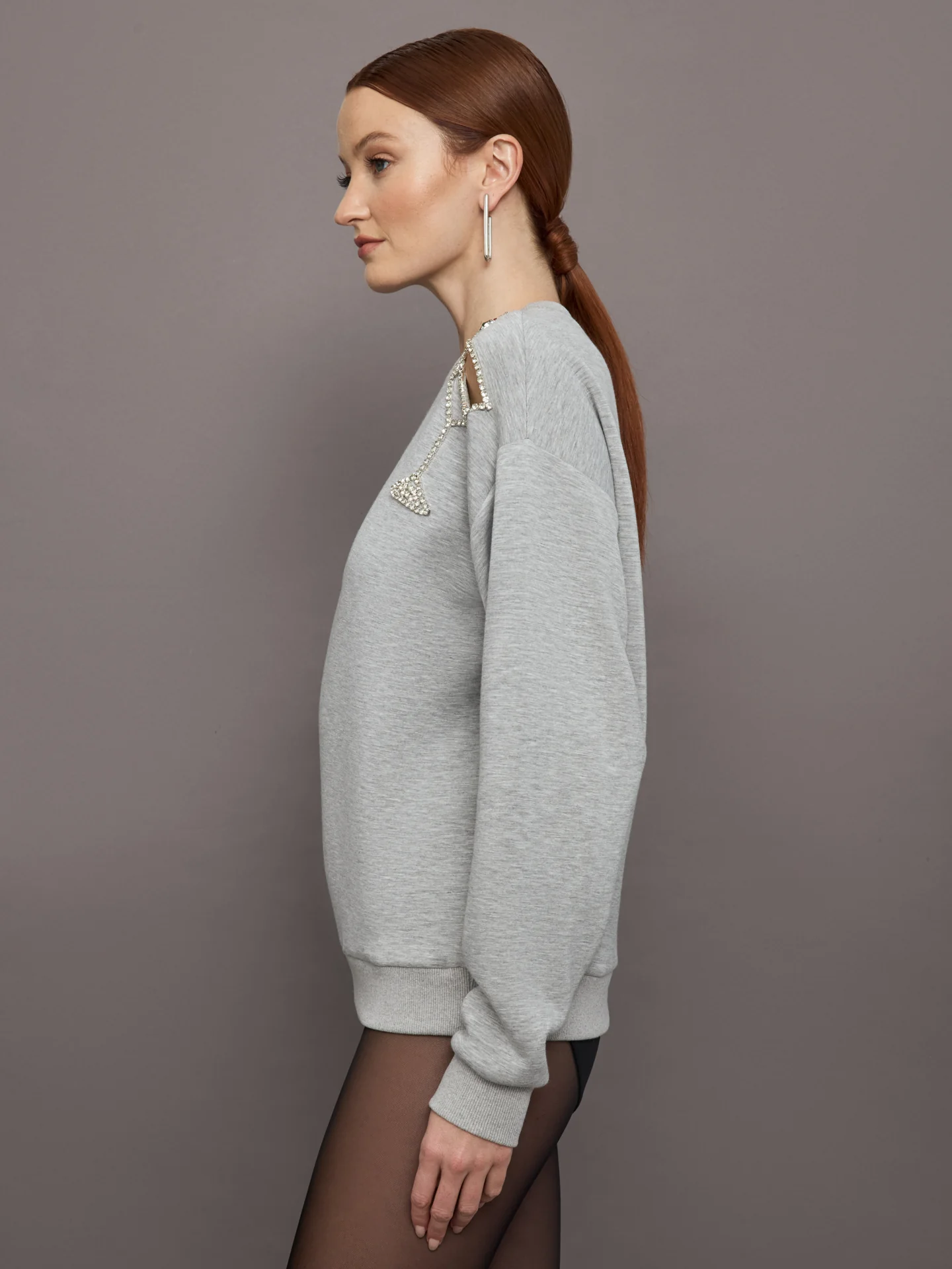 Martini Embellished Sweatshirt - Heather Grey - Image 4