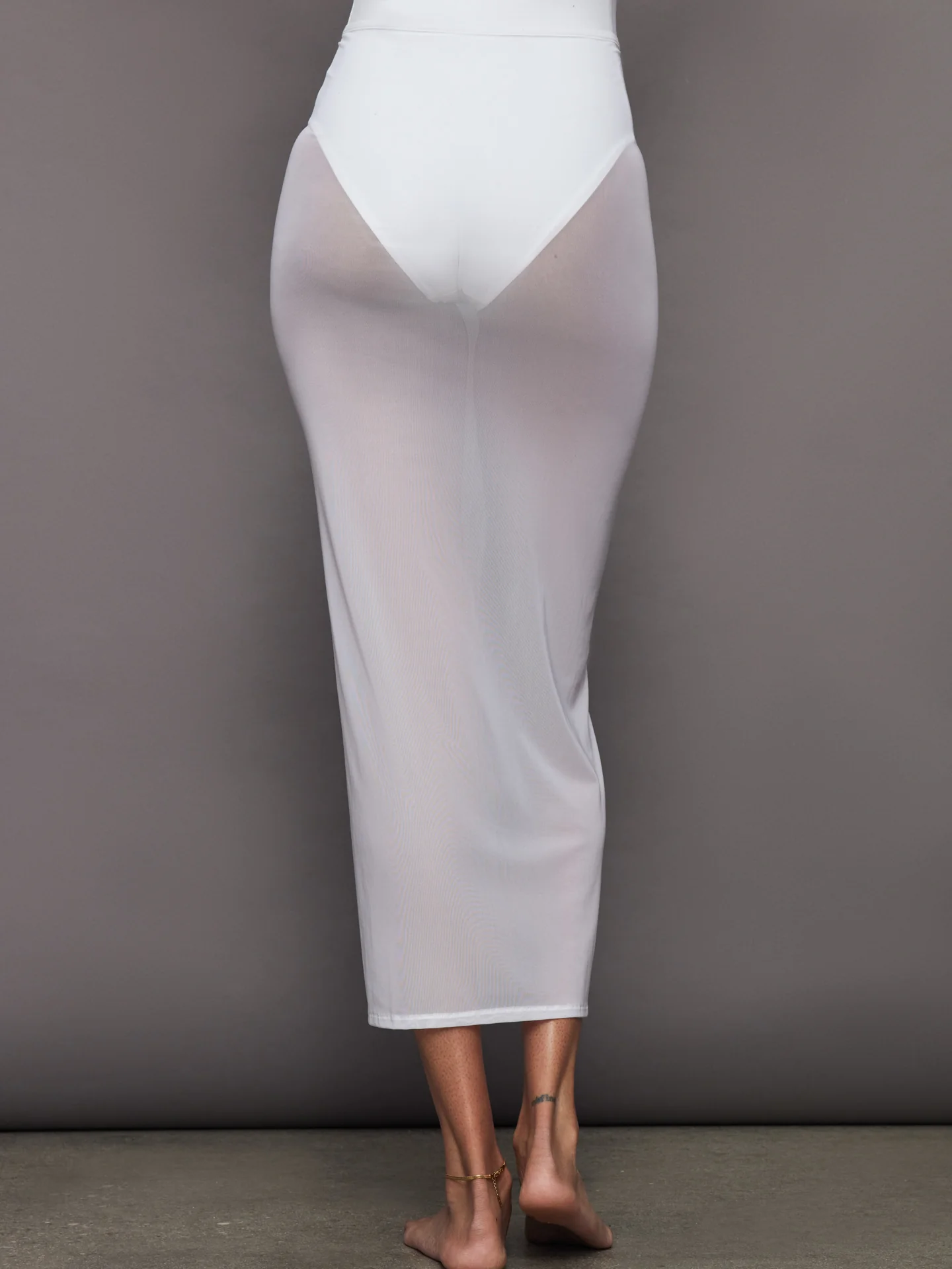 Mesh Column Skirt - White - Image 5