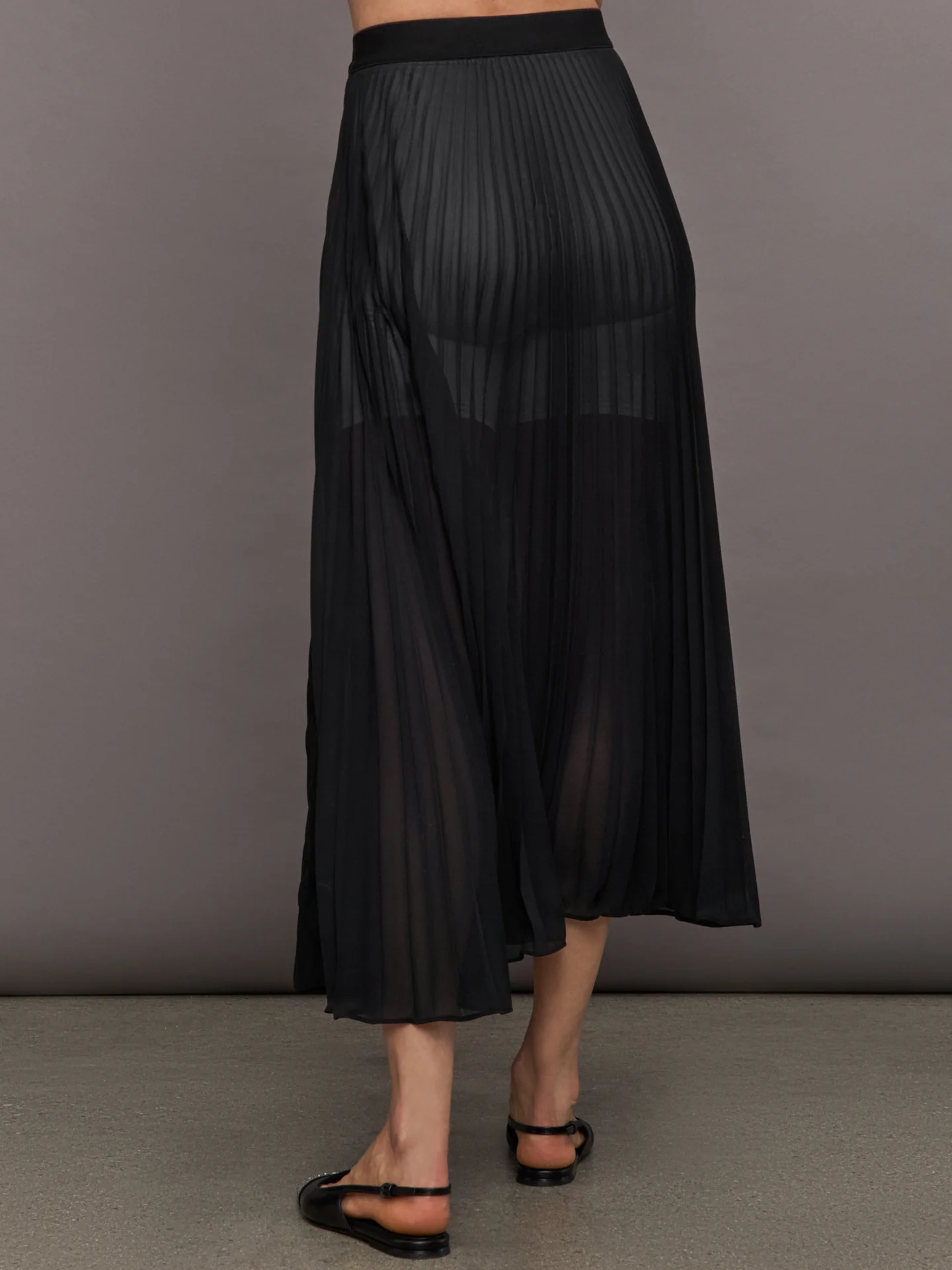 Mesh Pleated Skirt - Black - Image 4