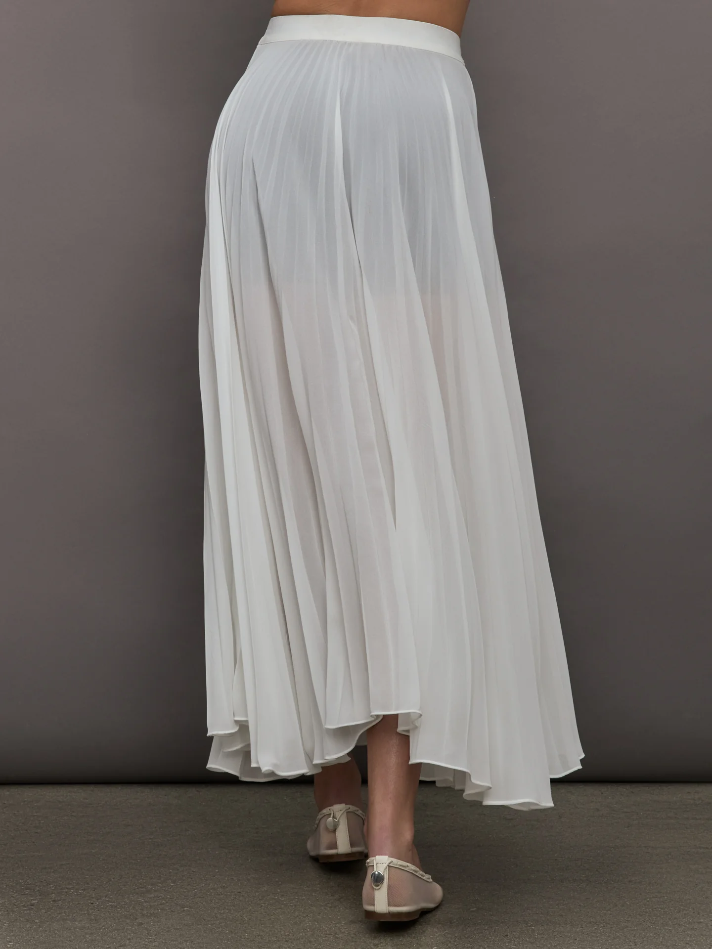 Mesh Pleated Skirt - Ivory - Image 4