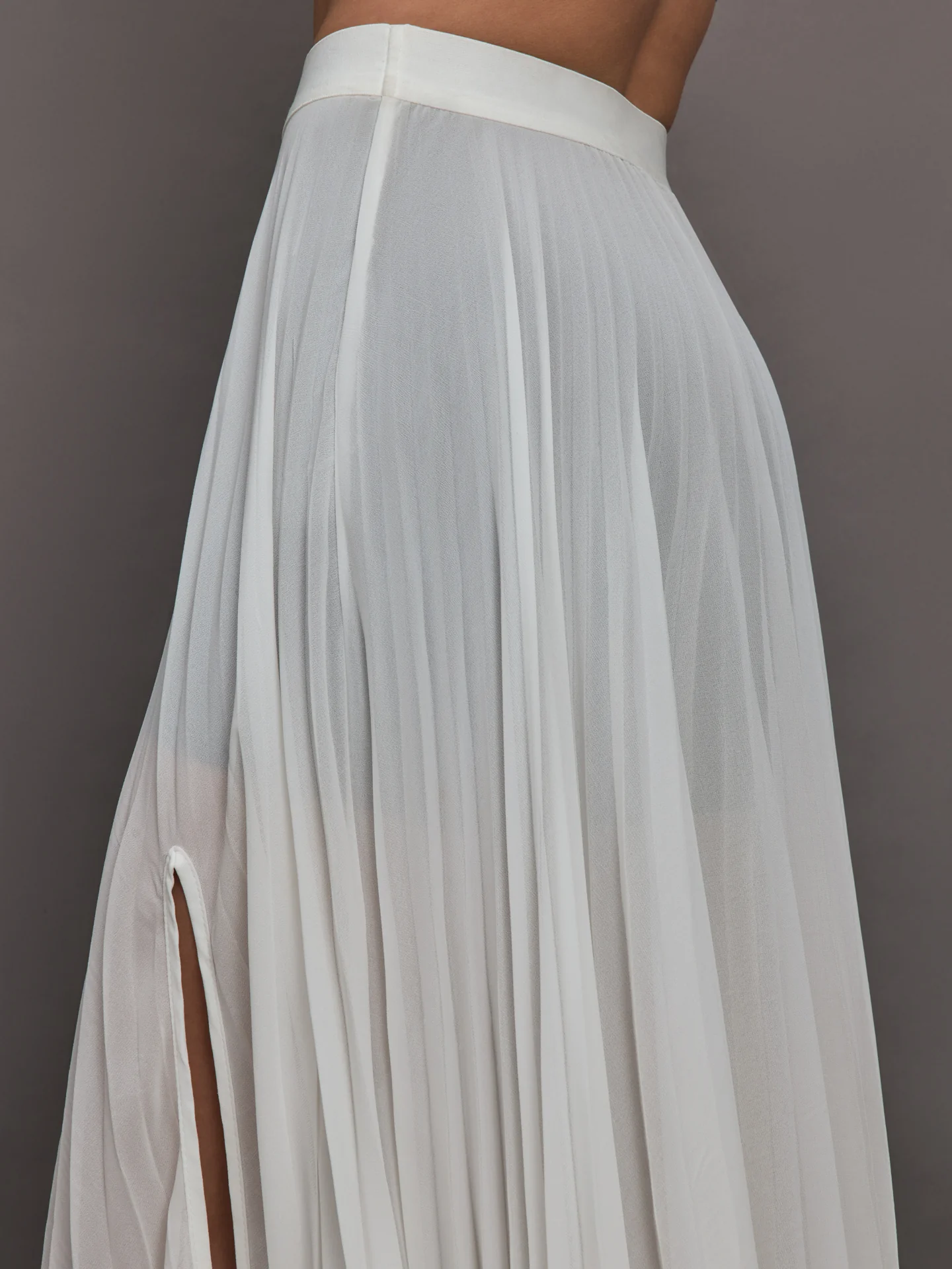 Mesh Pleated Skirt - Ivory - Image 5