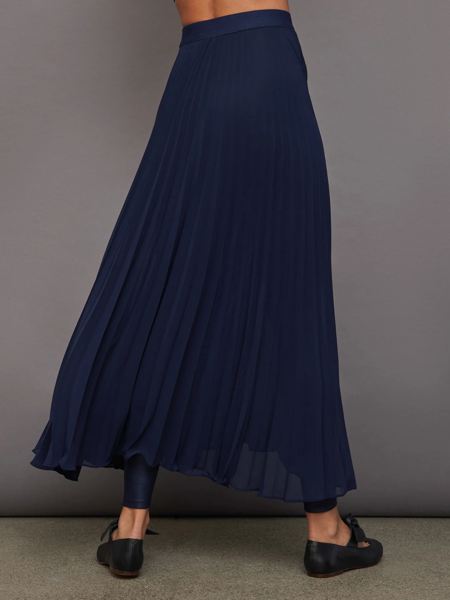 Mesh Pleated Skirt - Navy - Image 3