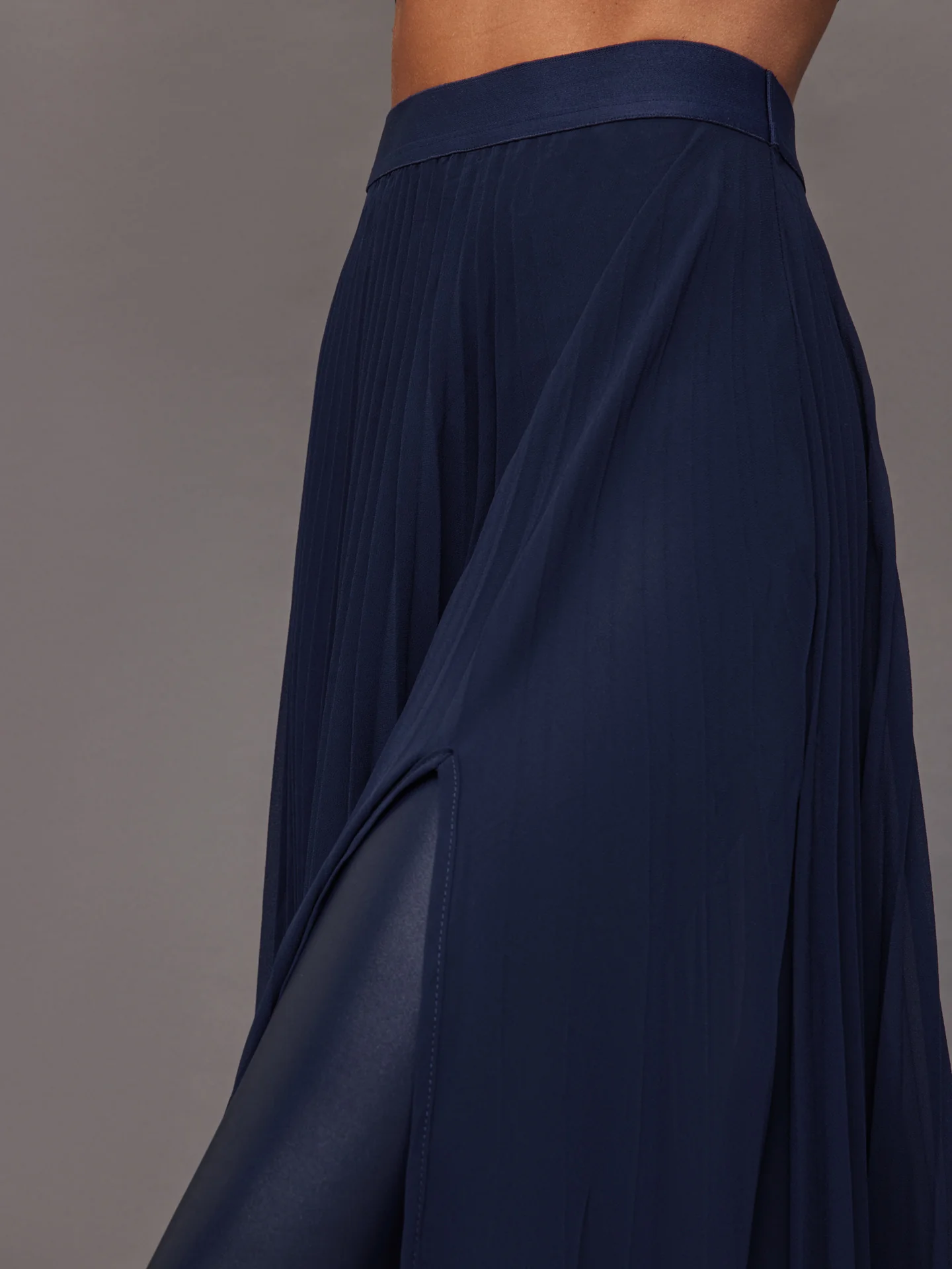Mesh Pleated Skirt - Navy - Image 4