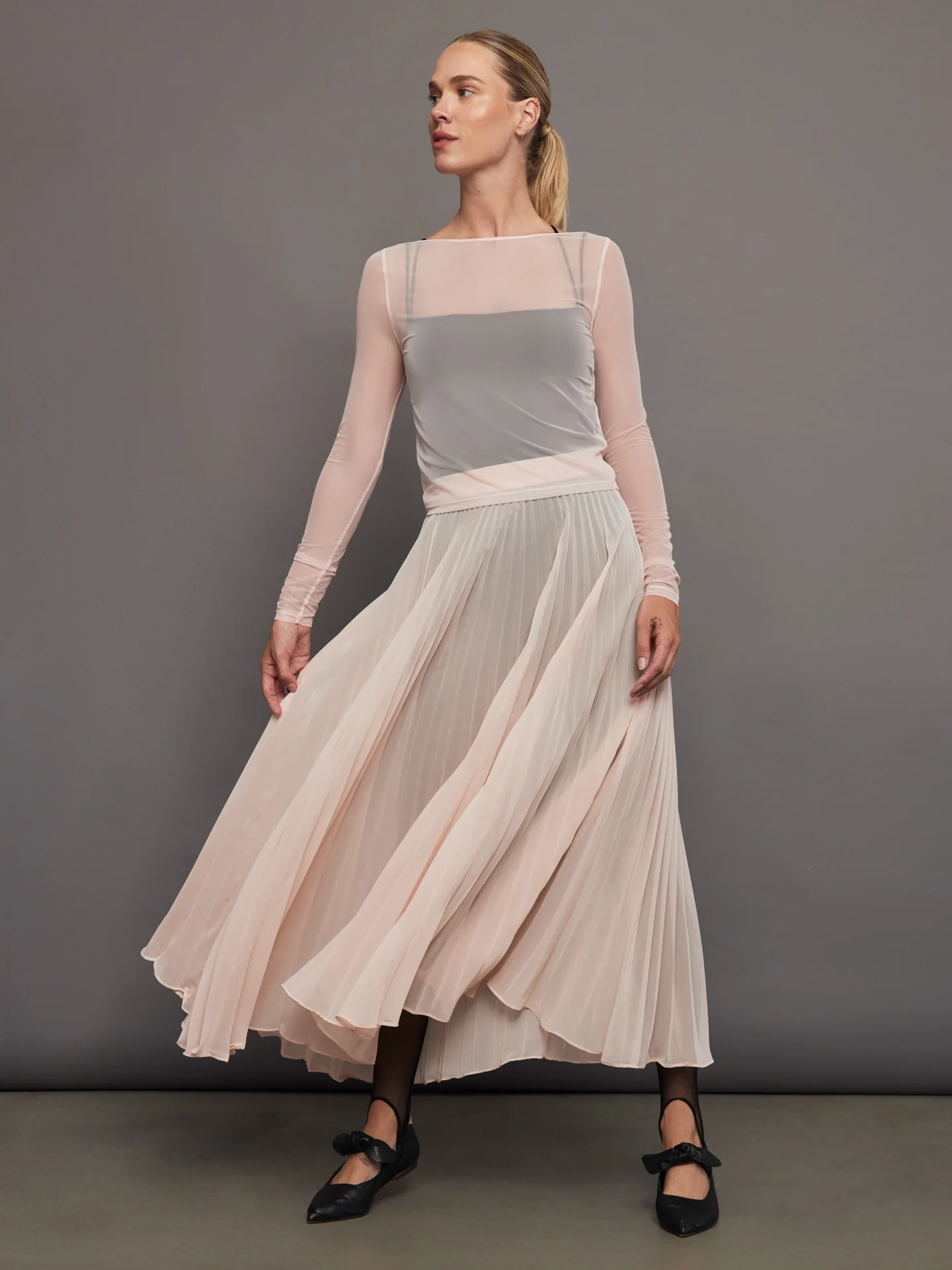 Mesh Pleated Skirt - Rose Cloud - Image 5