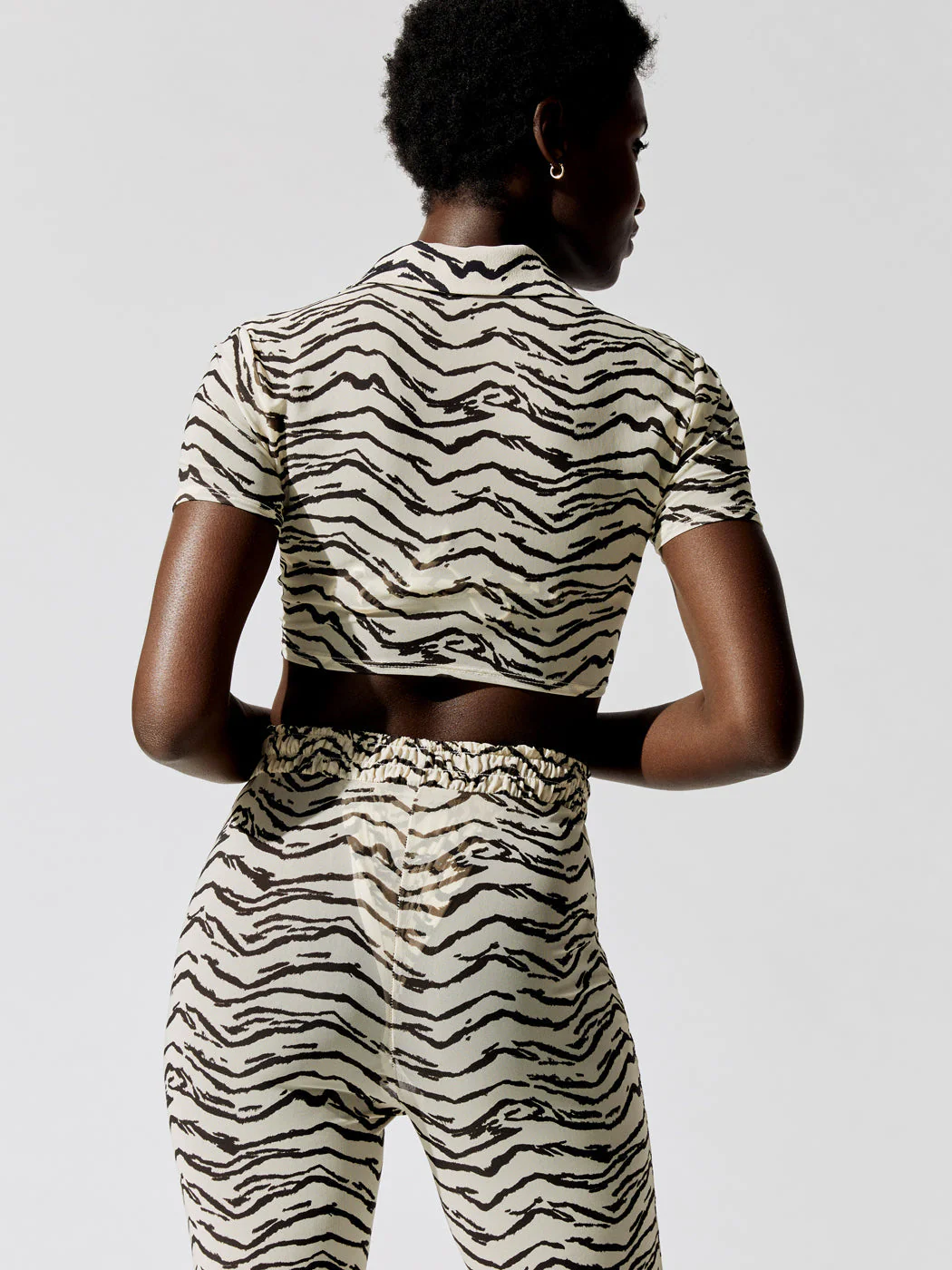 Mesh Tie-Front Top - Off White Tiger - Image 2