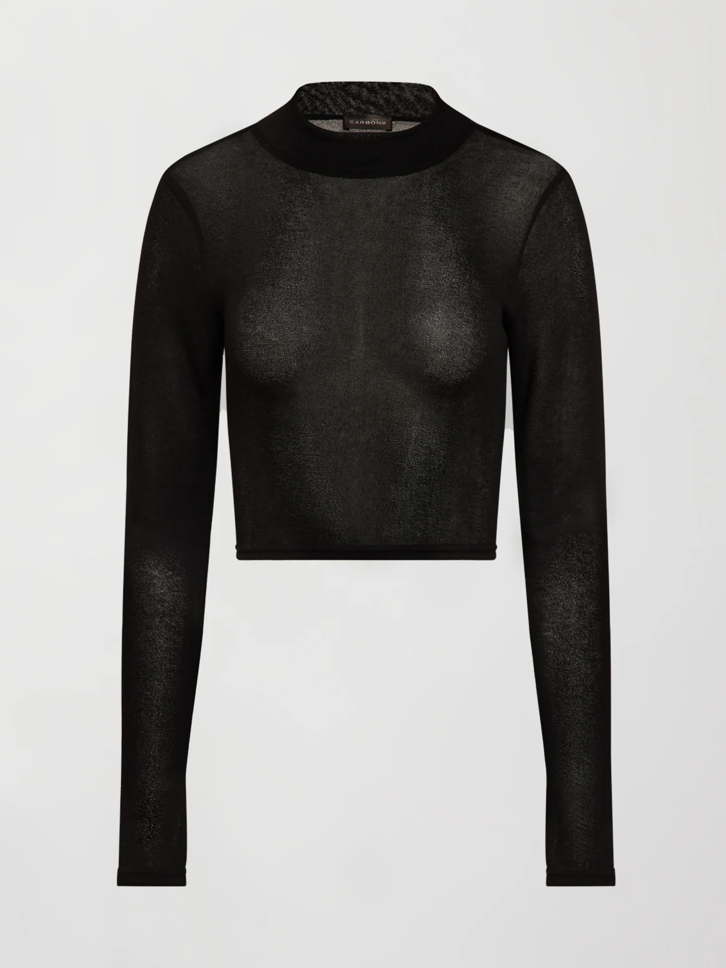 Long-sleeve Mesh Top - Black - Image 6