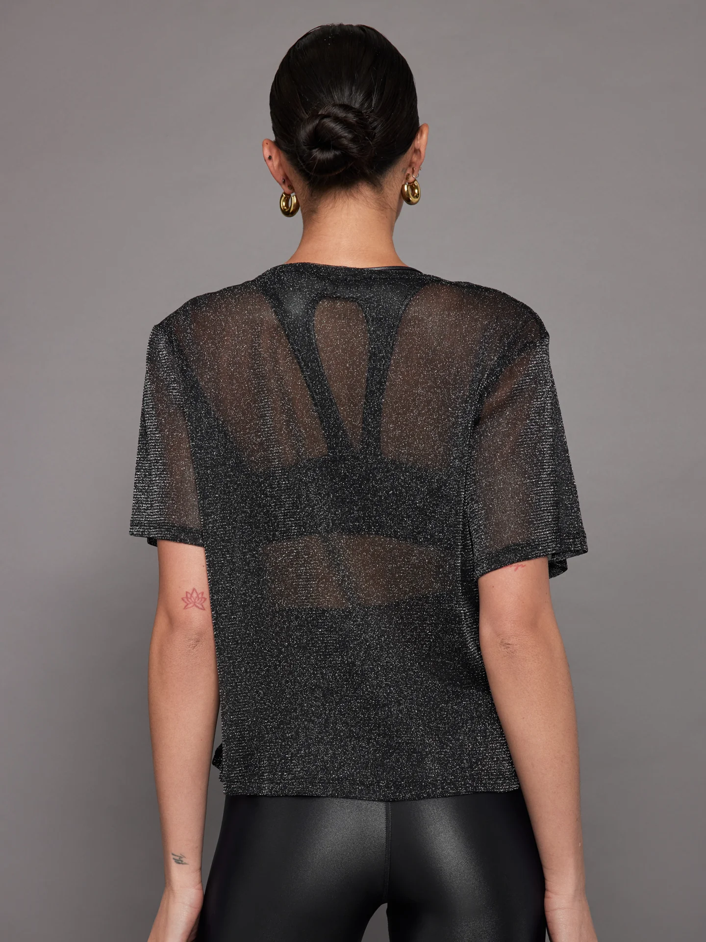 Metallic Mesh Tee - Black - Image 2
