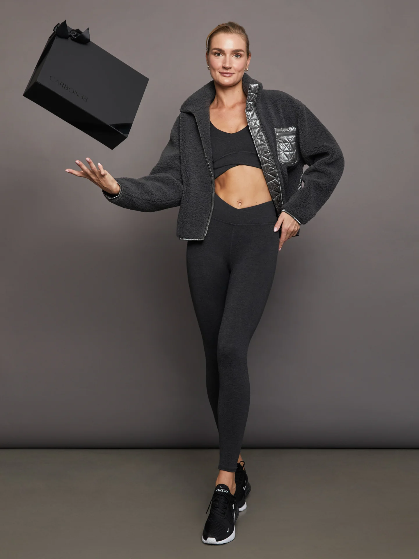 Metallic Sherpa Jacket - Dark Grey with Gunmetal Foil - Image 4