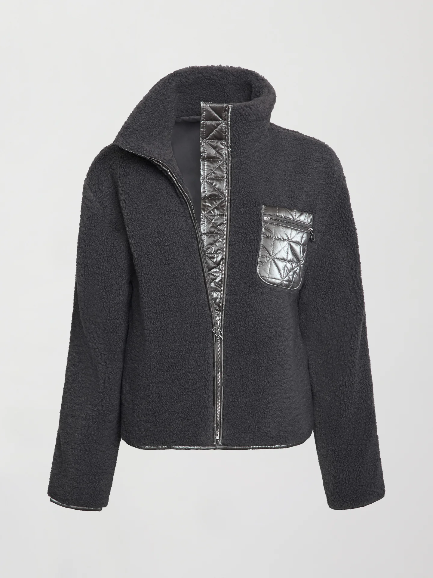 Metallic Sherpa Jacket - Dark Grey with Gunmetal Foil - Image 5