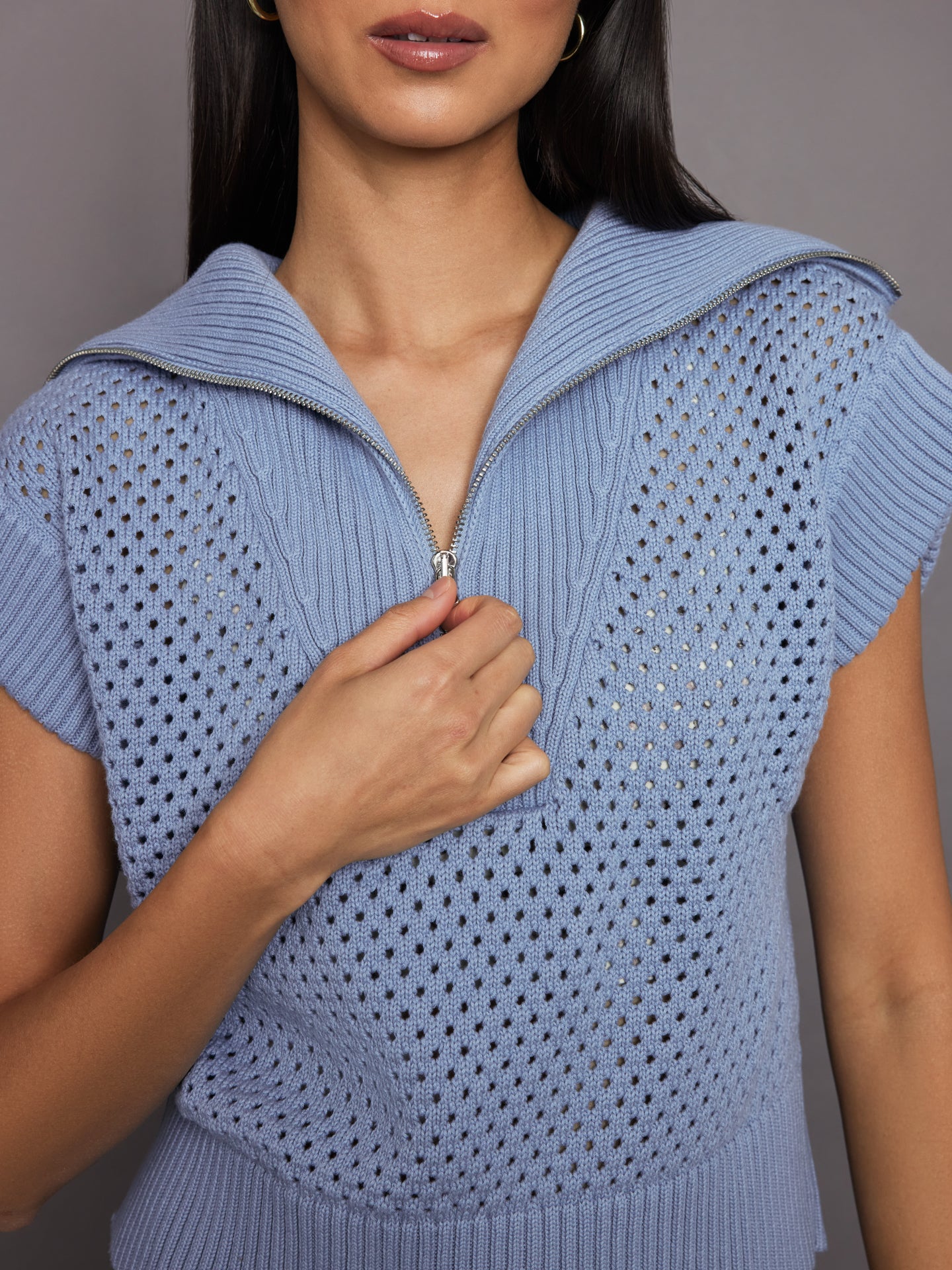 Mila Half Zip Knit - Ashley Blue - Image 2