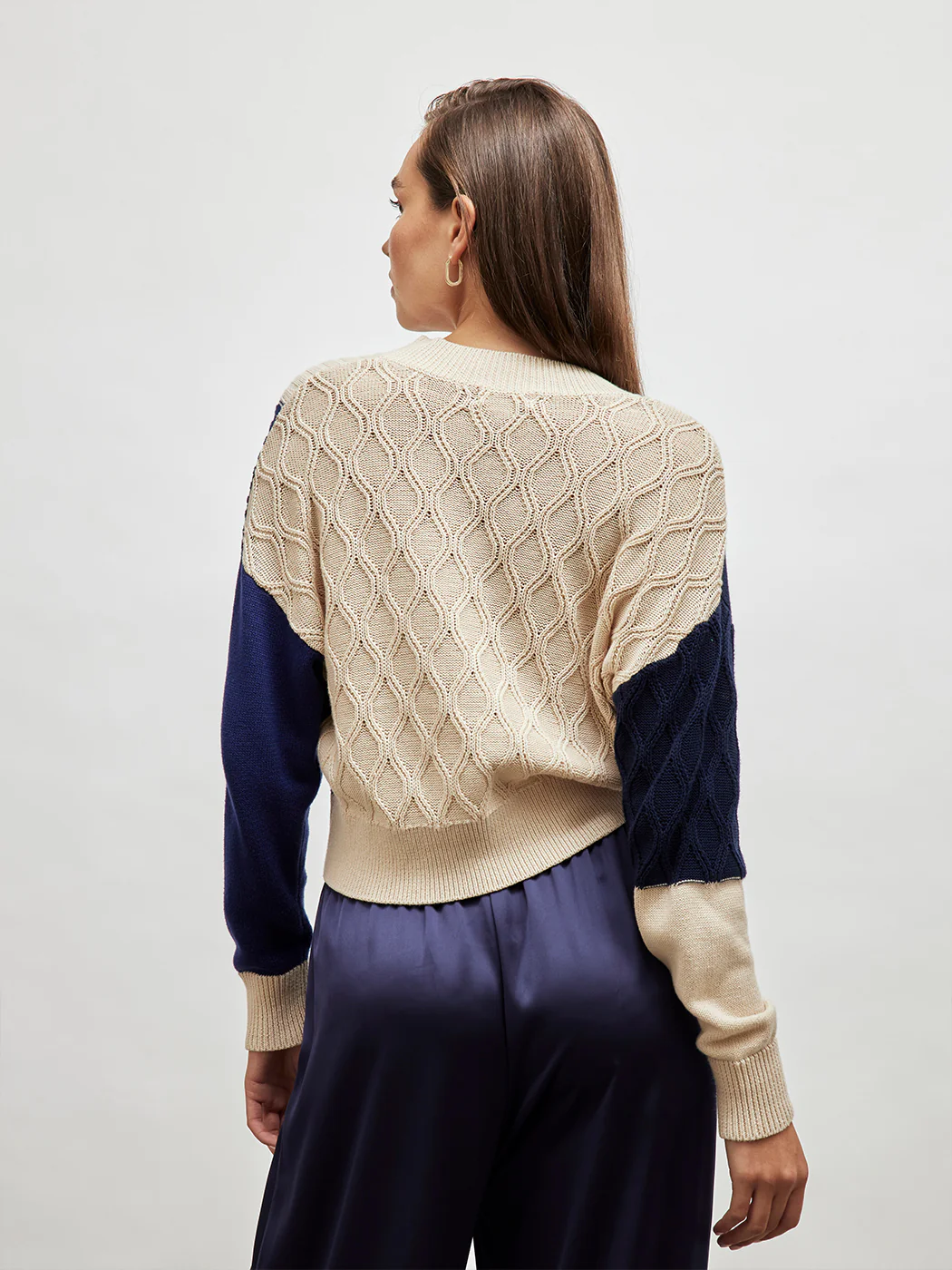 Mix Stitch Pullover - Dark Blue Multi - Image 3