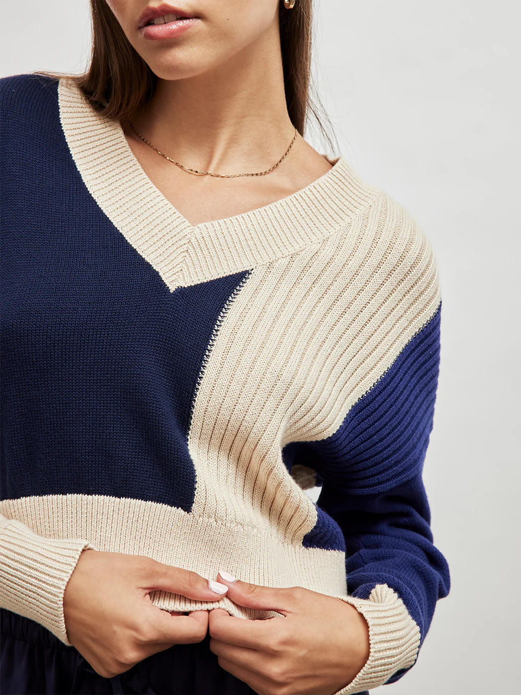 Mix Stitch Pullover - Dark Blue Multi - Image 4