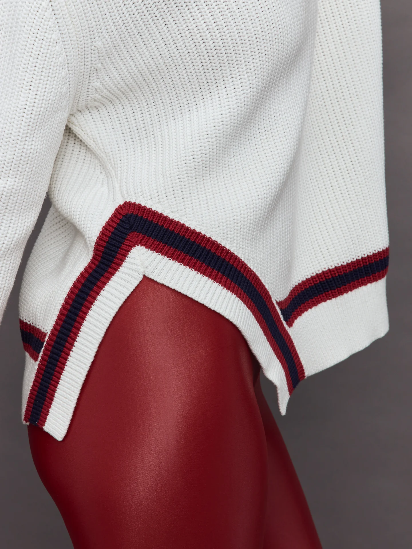 Mixed Media Rugby Collared Sweater - Ivory - Image 2