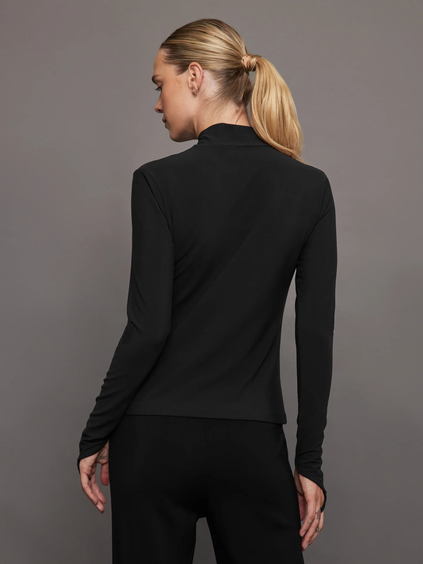 Mock Neck Long Sleeve in Melt - Black - Image 3