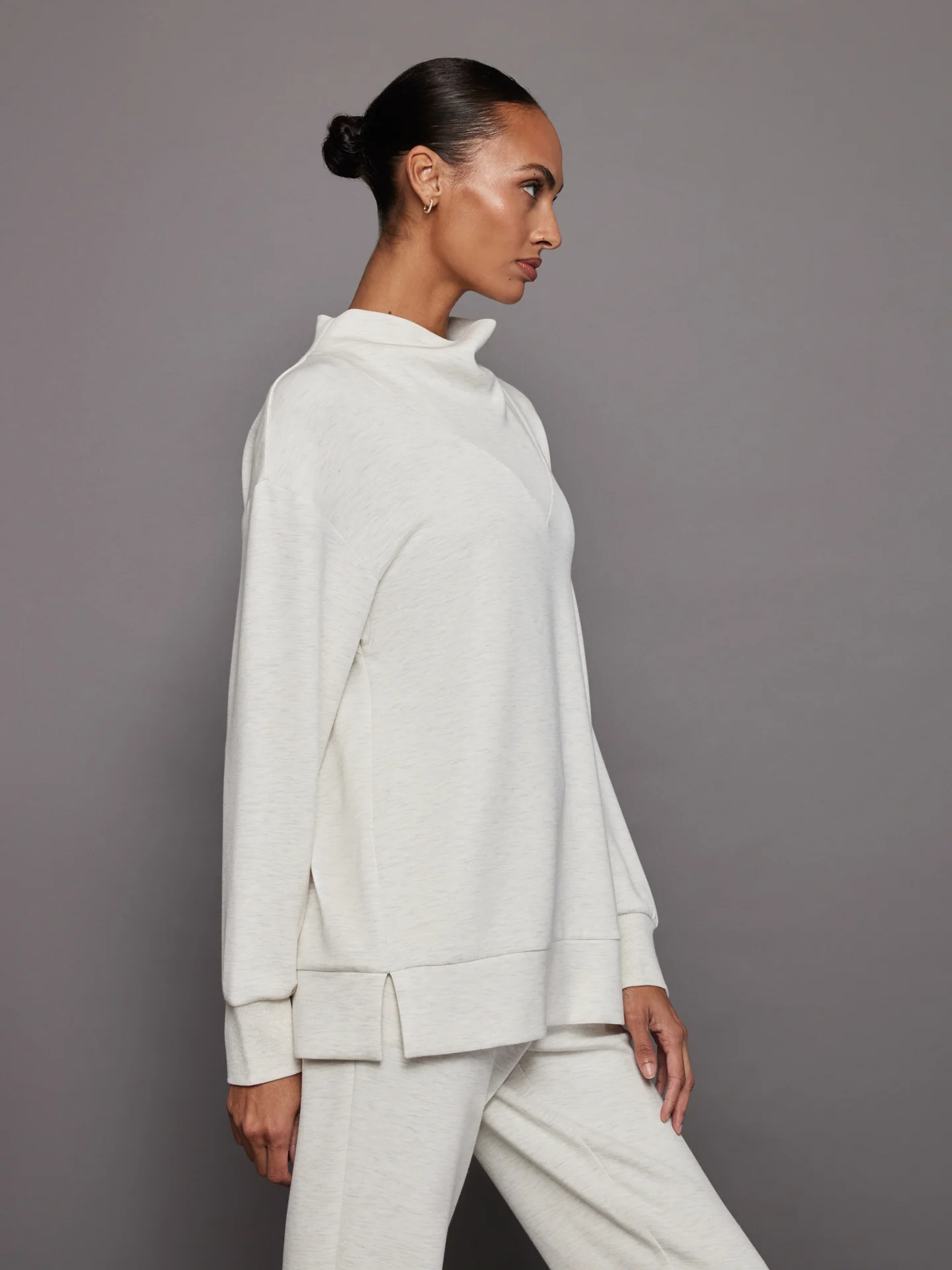 Modena Longline Sweat - Ivory Marl - Image 2