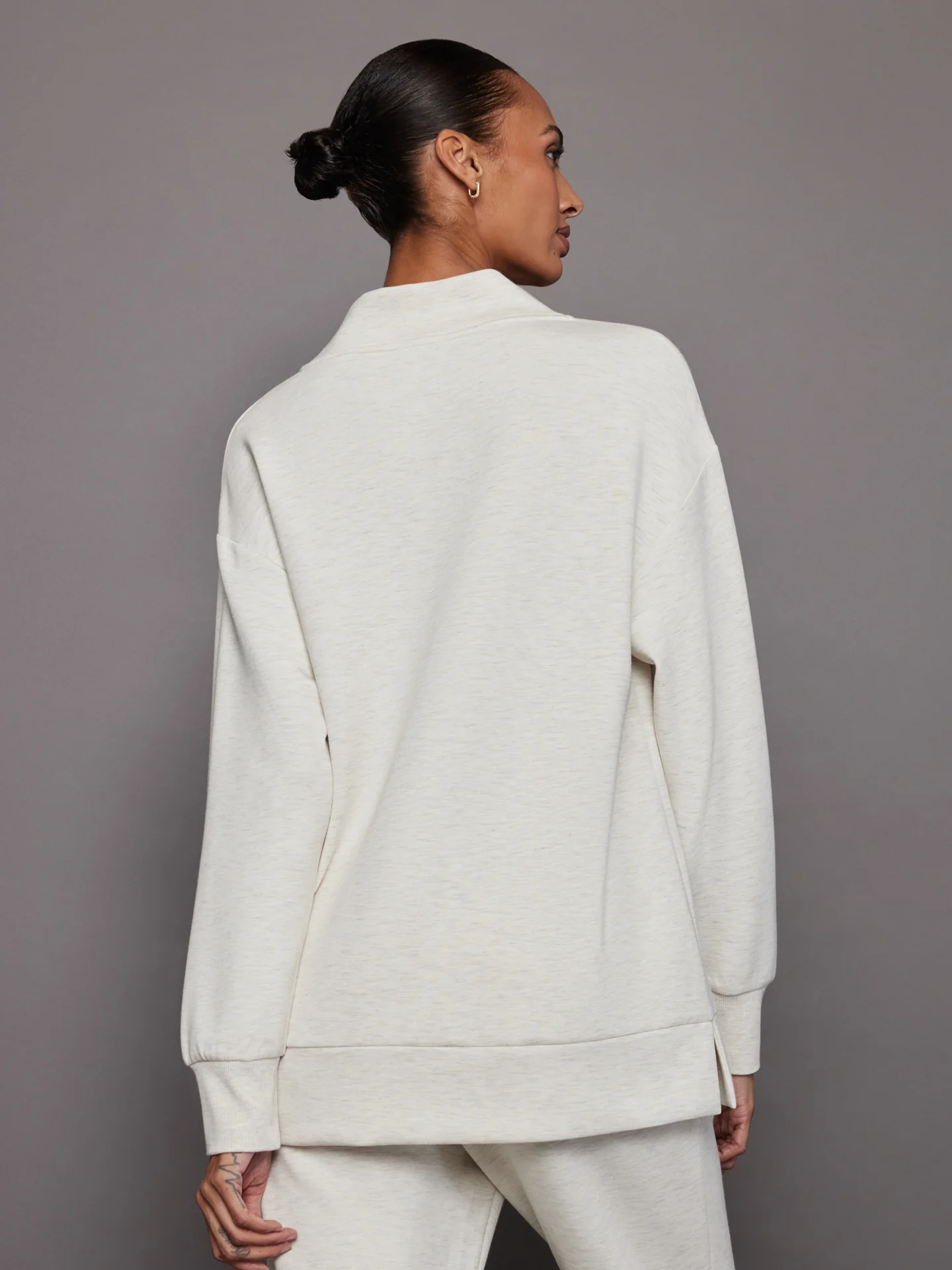 Modena Longline Sweat - Ivory Marl - Image 3