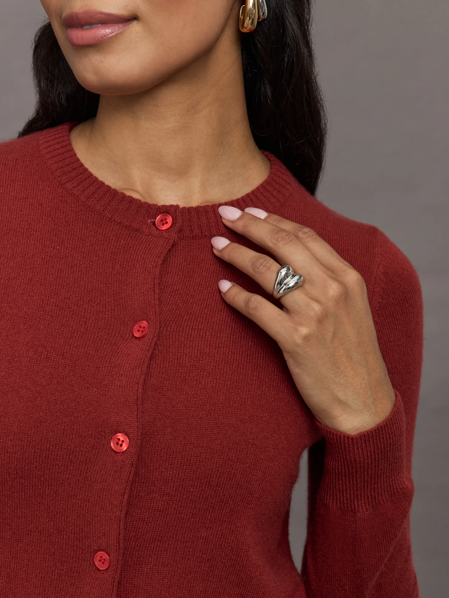 Monroe Cashmere Cardigan - Burgundy - Image 3