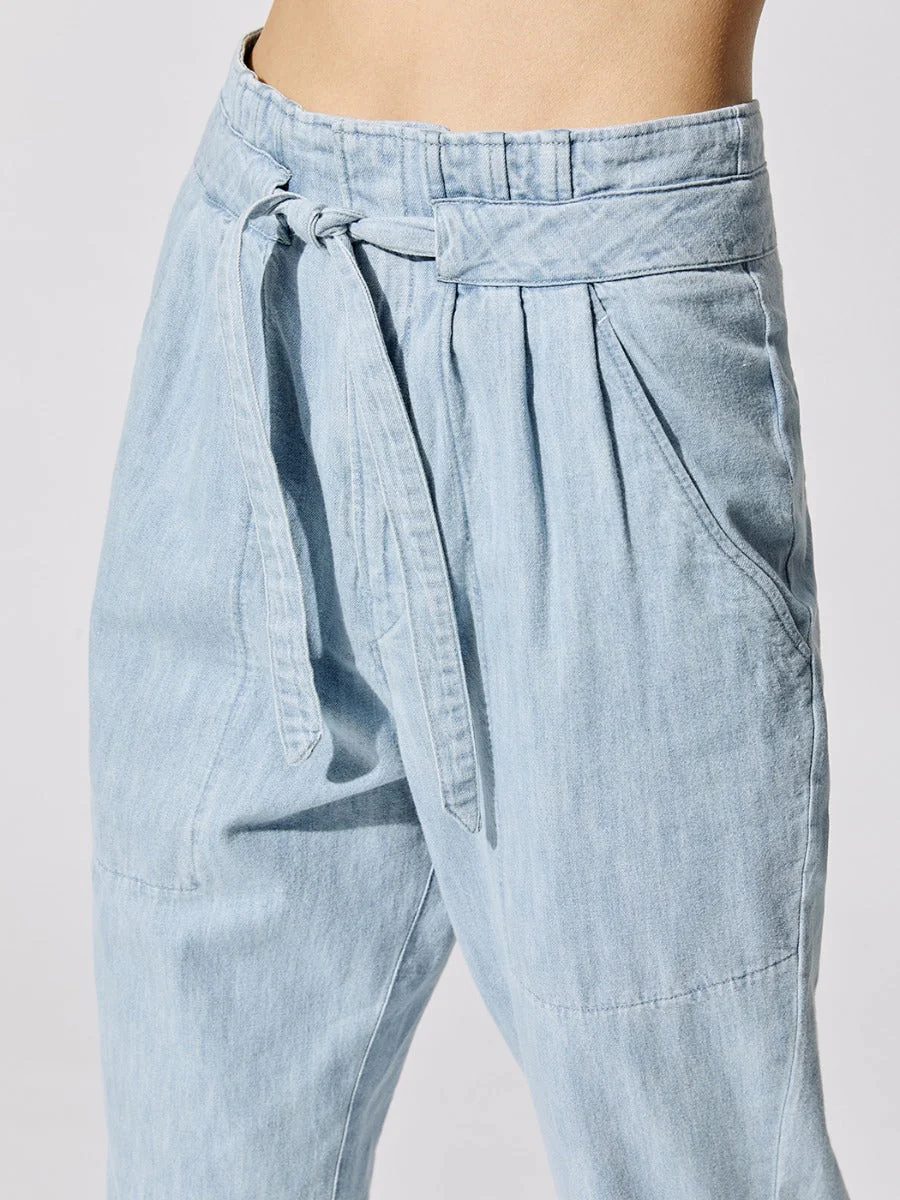 Muardo Waist Tie Trousers - Light Blue - Image 4