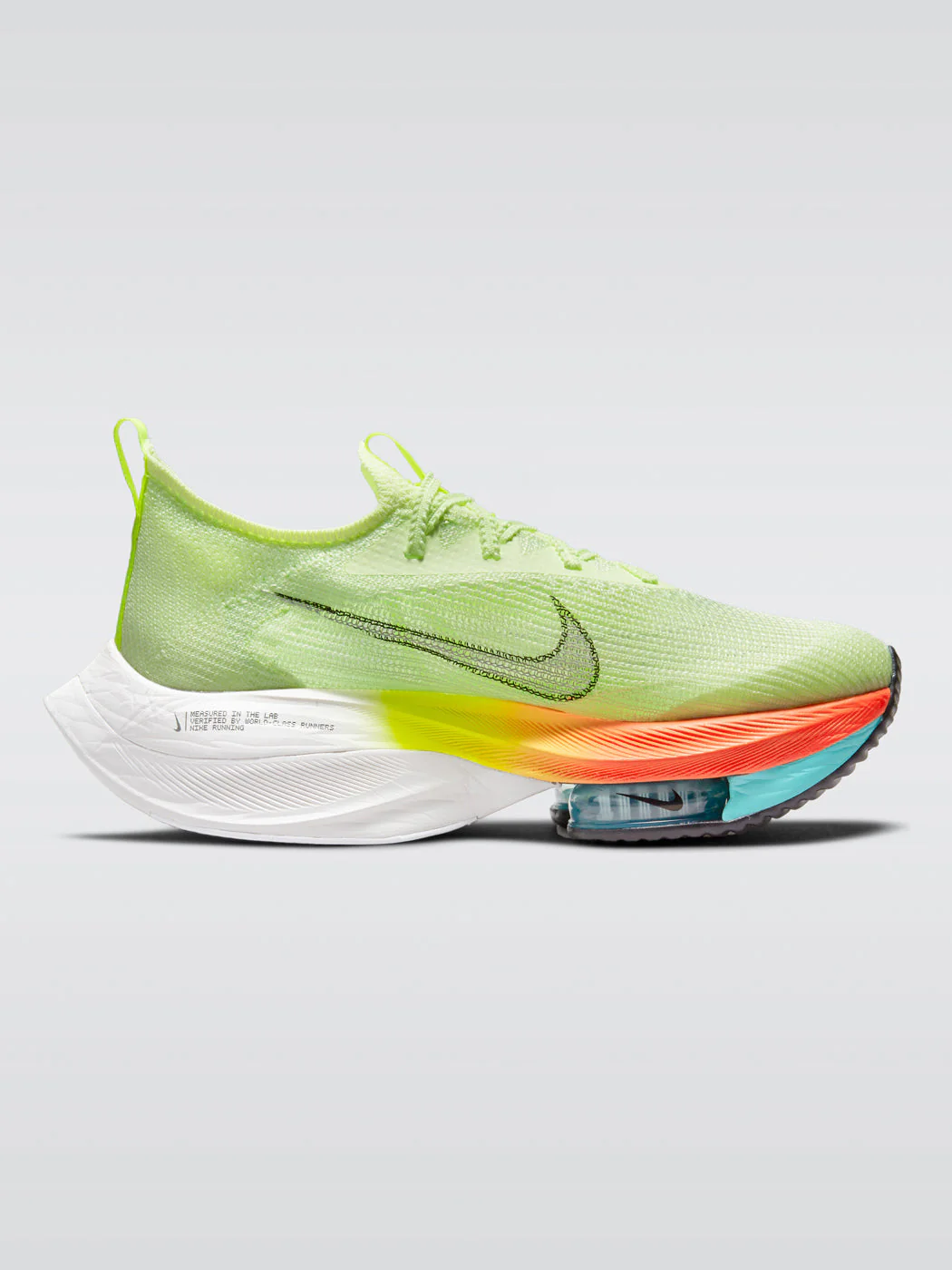Nike Air Zoom Alphafly NEXT% Sneaker - Barely Volt-Black-Hyper Orange - Image 6