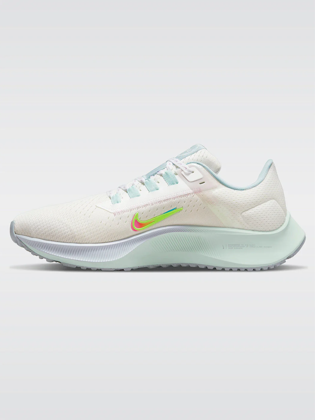 Nike Air Zoom Pegasus 38 Premium Sneaker - Summit White-Volt-Black-Aura - Image 2