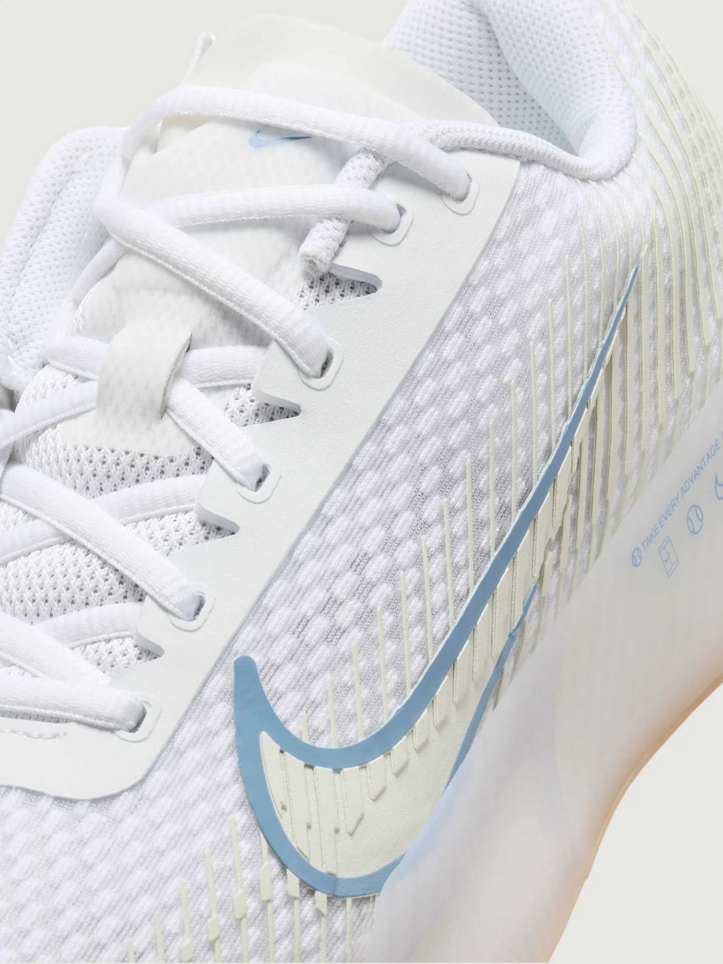 NikeCourt Air Zoom Vapor 11 - White/Light Blue-Sail-Gum- Light Brown - Image 5